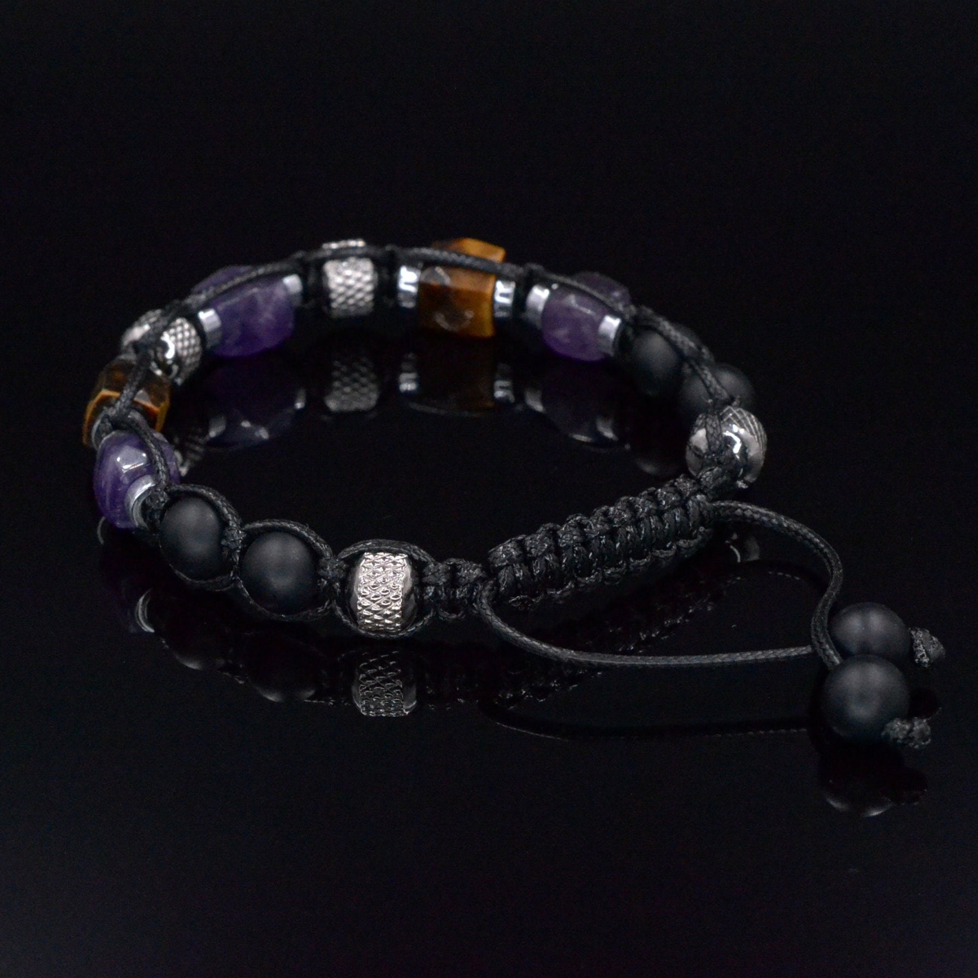 Men's Amethyst Crystal Bracelet - Steel Beads Bracelet - Gift for Men - Tiger's Eye Onyx Adjustable Bracelet - Macrame Bracelet for Men - Shamballa Bracelet - Birthstone Bracelet - Gemstone Bracelet Men - Chakra Bracelet - Macrame Bracelet - Healing Bracelet - Valinde - Shamballa Bracelet - Birthstone Bracelet - Gemstone Bracelet Men - Chakra Bracelet - Macrame Bracelet - Healing Bracelet - Valinde
