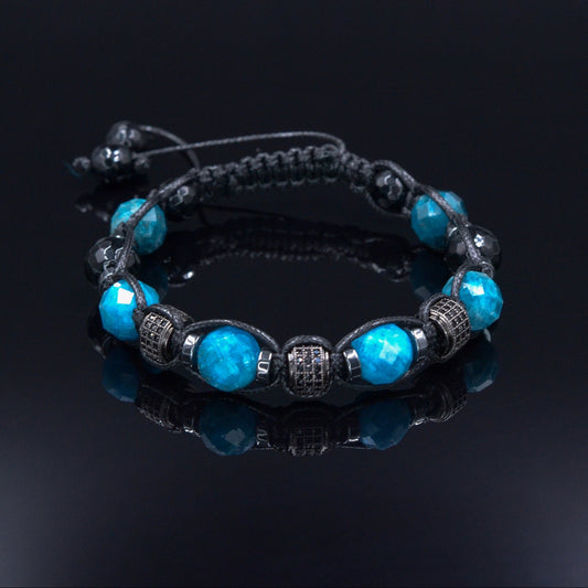 Men's blue apatite crystal bracelet - Zirconia bead bracelet - Gift for men - Adjustable macramé bracelet - Father's Day gift  - Shamballa Bracelet - Mantra Bracelet  -  Birthstone Bracelet - Gemstone Bracelet Men - Chakra Bracelet - Macrame Bracelet - Healing Bracelet - Valinde 
