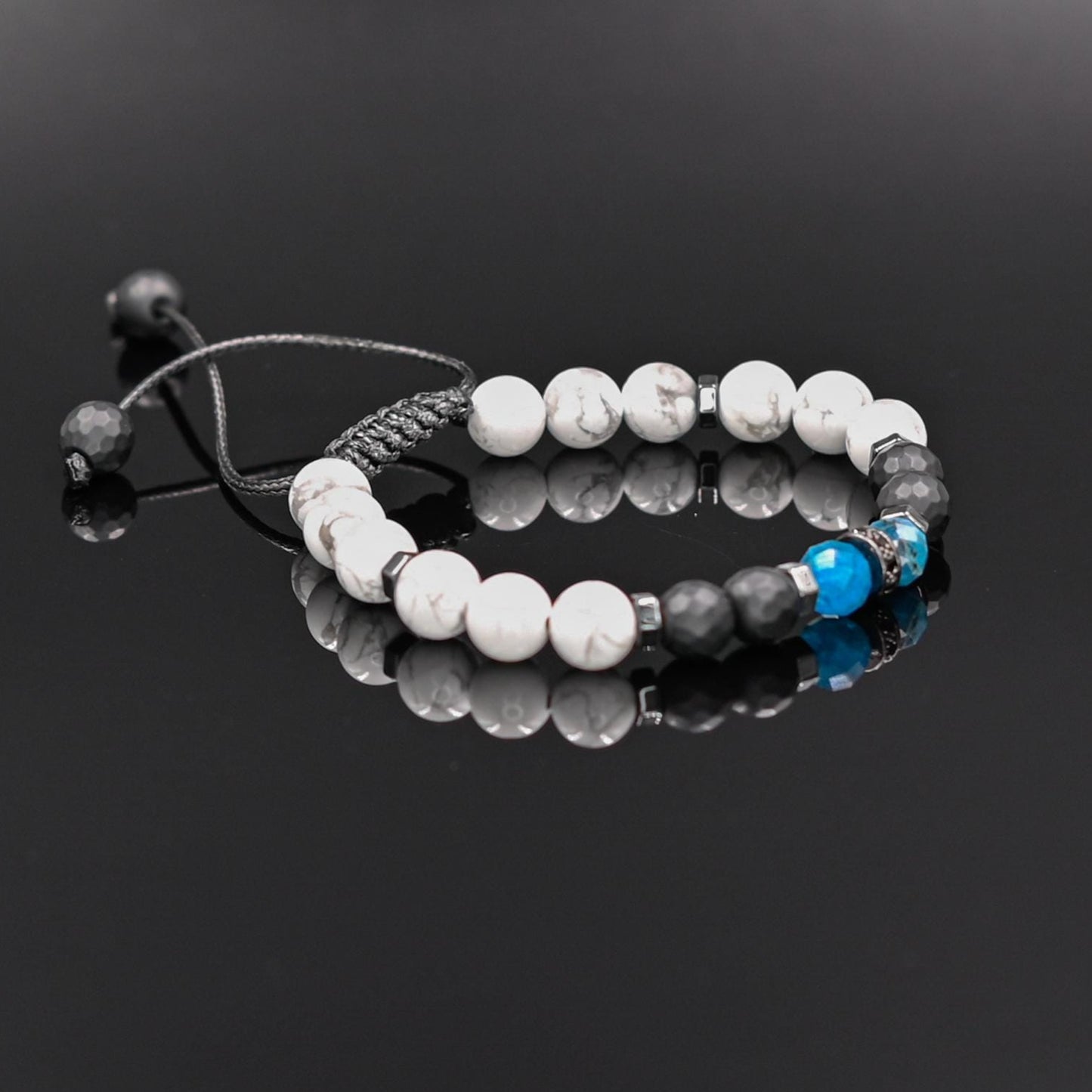 Men's Beaded Bracelet, Natural White Howlite Apatite Onyx Stone Jewelry, Adjustable Bracelet for Him, Healing Gemstone Gift, Father's Day Gift, Protection Bracelet, Crystal Gift for Him, February Birthstone, Protection Bracelet gift for Him, Stainless Steel Jewelry,Healing Crystal Bracelet, Masculine Strength Gift, Spiritual Protection, Gift for Men, Adjustable Braided Bracelet, Gift for Men, Adjustable Macrame Braided Gemstone Bracelet, Braided Adjustable Gemstone Bead Bracelet, Genuine Raw Stone Jewelry, 