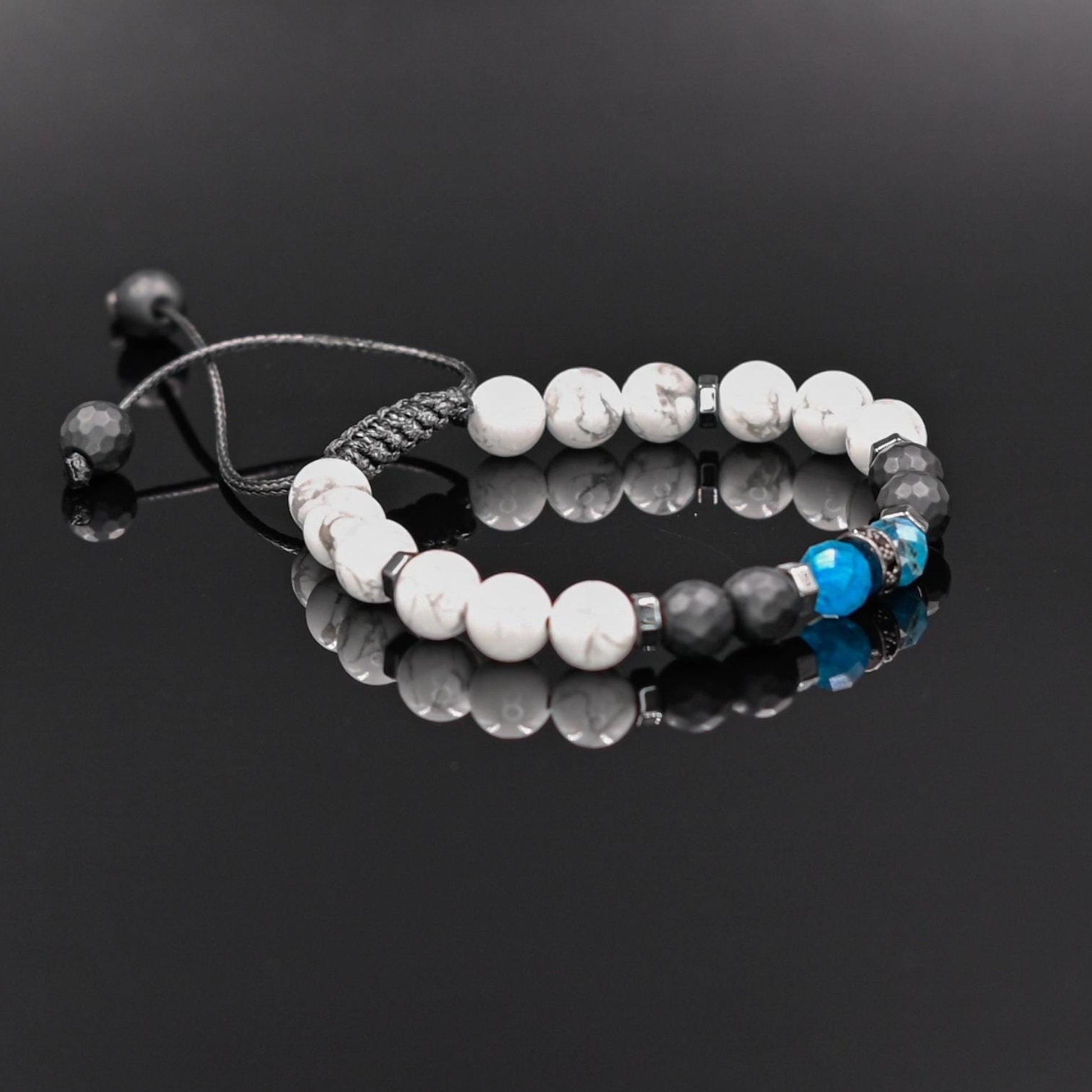 Men's Beaded Bracelet, Natural White Howlite Apatite Onyx Stone Jewelry, Adjustable Bracelet for Him, Healing Gemstone Gift, Father's Day Gift, Protection Bracelet, Crystal Gift for Him, February Birthstone, Protection Bracelet gift for Him, Stainless Steel Jewelry,Healing Crystal Bracelet, Masculine Strength Gift, Spiritual Protection, Gift for Men, Adjustable Braided Bracelet, Gift for Men, Adjustable Macrame Braided Gemstone Bracelet, Braided Adjustable Gemstone Bead Bracelet, Genuine Raw Stone Jewelry, 