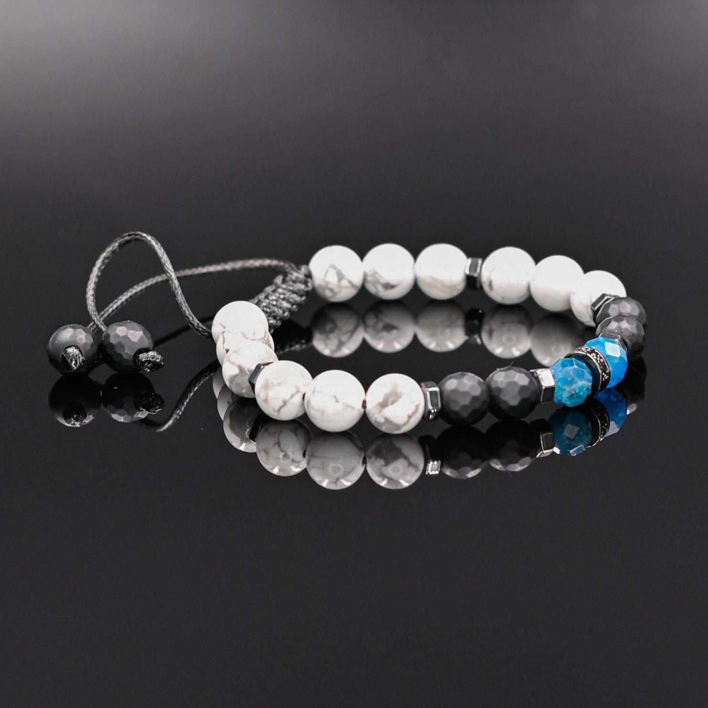 Men's Beaded Bracelet, Natural White Howlite Apatite Onyx Stone Jewelry, Adjustable Bracelet for Him, Healing Gemstone Gift, Father's Day Gift, Protection Bracelet, Crystal Gift for Him, February Birthstone, Protection Bracelet gift for Him, Stainless Steel Jewelry,Healing Crystal Bracelet, Masculine Strength Gift, Spiritual Protection, Gift for Men, Adjustable Braided Bracelet, Gift for Men, Adjustable Macrame Braided Gemstone Bracelet, Braided Adjustable Gemstone Bead Bracelet, Genuine Raw Stone Jewelry, 