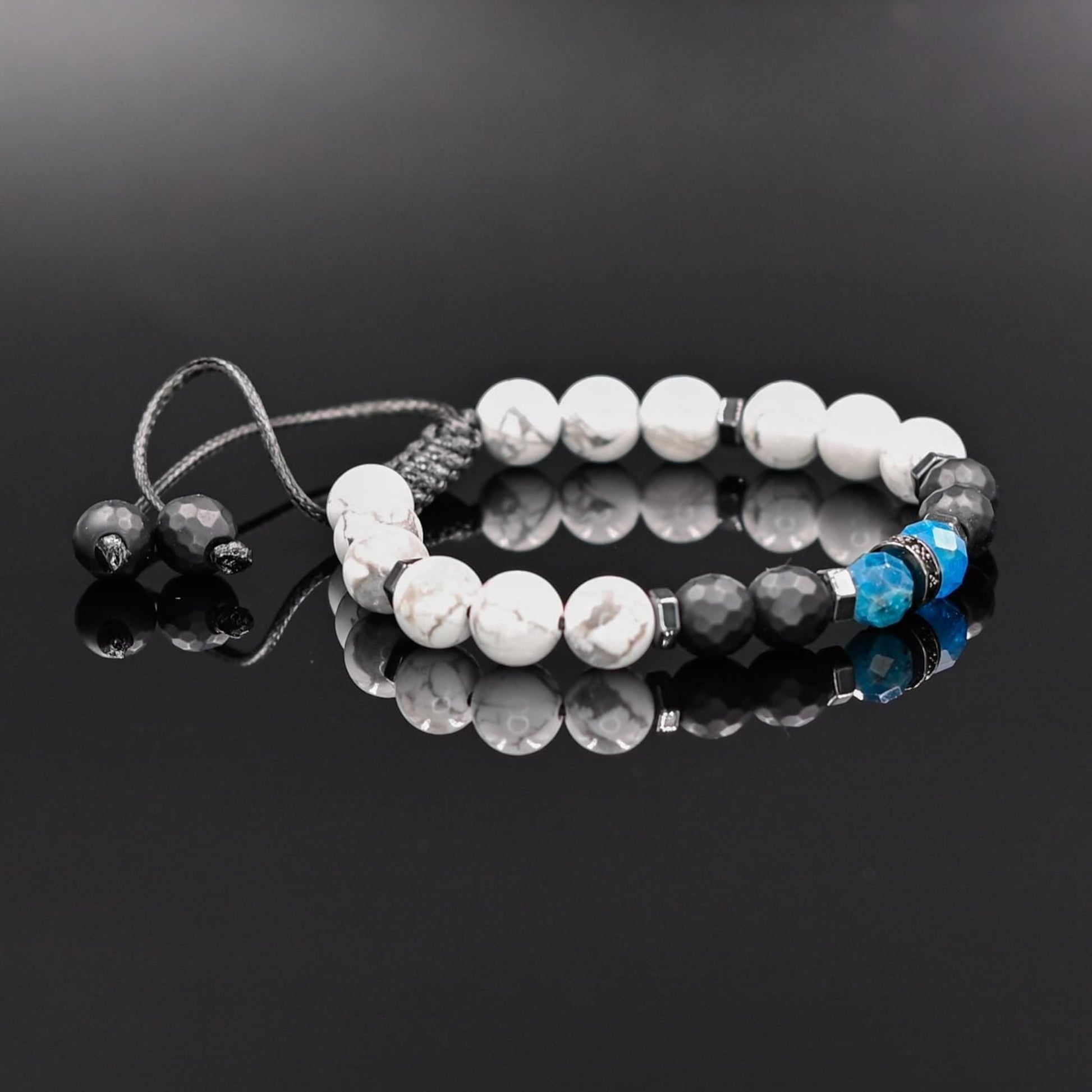 Men's Beaded Bracelet, Natural White Howlite Apatite Onyx Stone Jewelry, Adjustable Bracelet for Him, Healing Gemstone Gift, Father's Day Gift, Protection Bracelet, Crystal Gift for Him, February Birthstone, Protection Bracelet gift for Him, Stainless Steel Jewelry,Healing Crystal Bracelet, Masculine Strength Gift, Spiritual Protection, Gift for Men, Adjustable Braided Bracelet, Gift for Men, Adjustable Macrame Braided Gemstone Bracelet, Braided Adjustable Gemstone Bead Bracelet, Genuine Raw Stone Jewelry, 