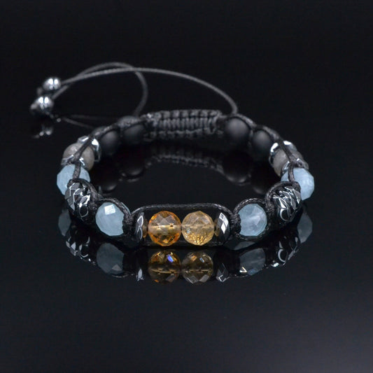 Men's Aquamarine Citrine Bracelet, Labradorite Onyx Crystal Bracelet, Adjustable Braided Bracelet, Gift for Men, Macrame Gemstone Bracelet - Shamballa Bracelet - Mantra Bracelet  -  Birthstone Bracelet - Gemstone Bracelet Men - Chakra Bracelet - Macrame Bracelet - Healing Bracelet - Valinde