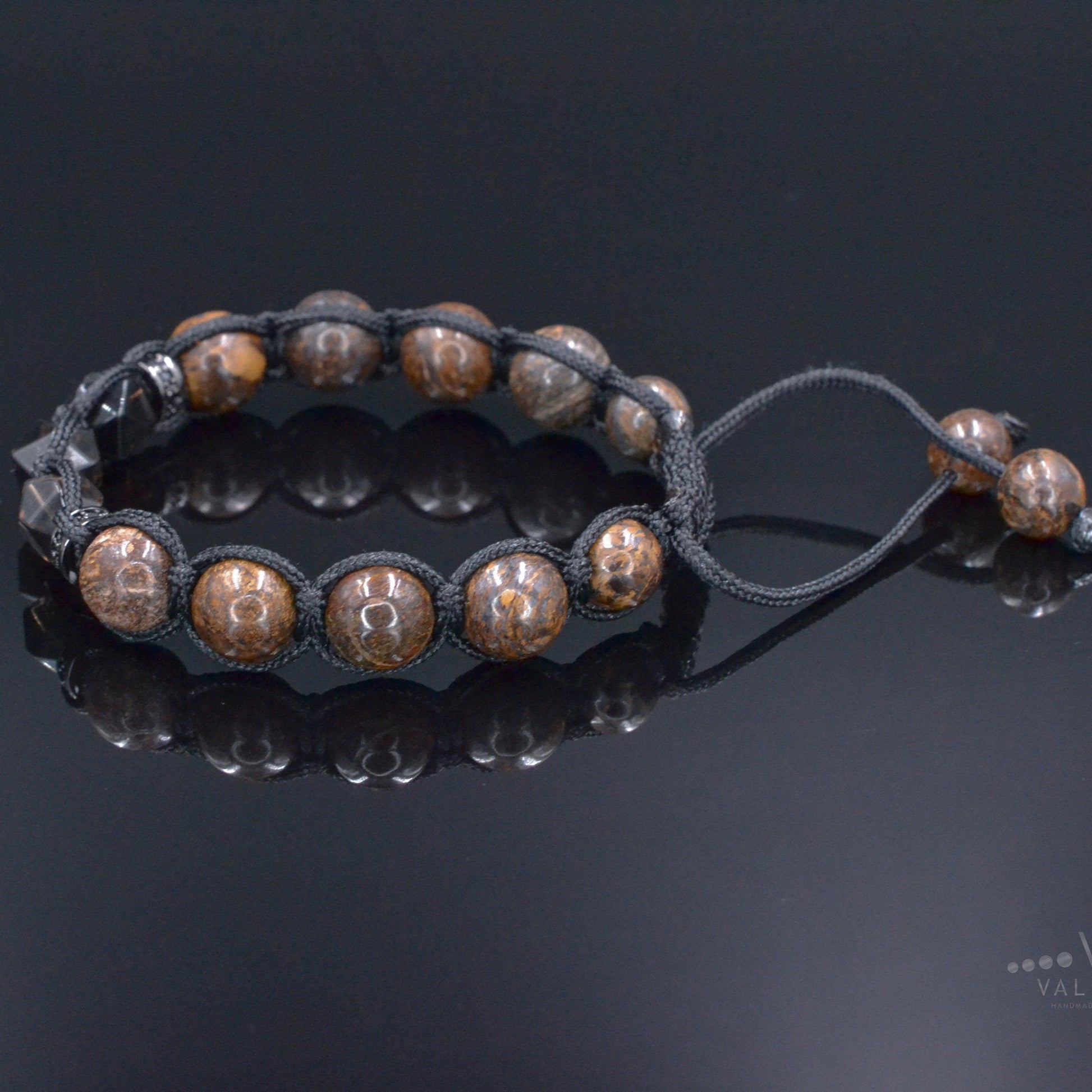 Men's Bronzite Braided Bracelet, Smoky Quartz Gemstone Adjustable Bracelet, Gift for Men, Crystal Beaded Bracelet, Brown Stone Bracelet  - Shamballa Bracelet - Birthstone Bracelet - Gemstone Bracelet Men - Chakra Bracelet - Macrame Bracelet - Healing Bracelet - Valinde