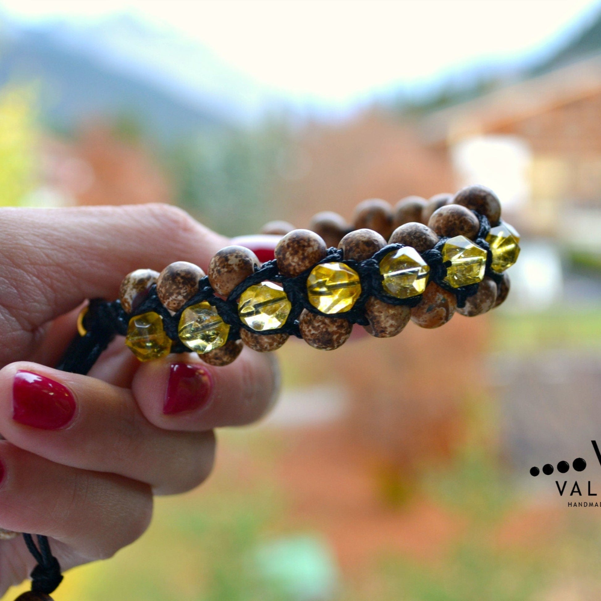 Men's Citrine Triple Bead Bracelet Agate Bracelet Gift for Men Birthstone Bracelet 3 Row Bracelet Three Row Bracelet Macrame Bracelet - Shamballa Bracelet - Birthstone Bracelet - Gemstone Bracelet Men - Chakra Bracelet - Macrame Bracelet - Healing Bracelet - Valinde
