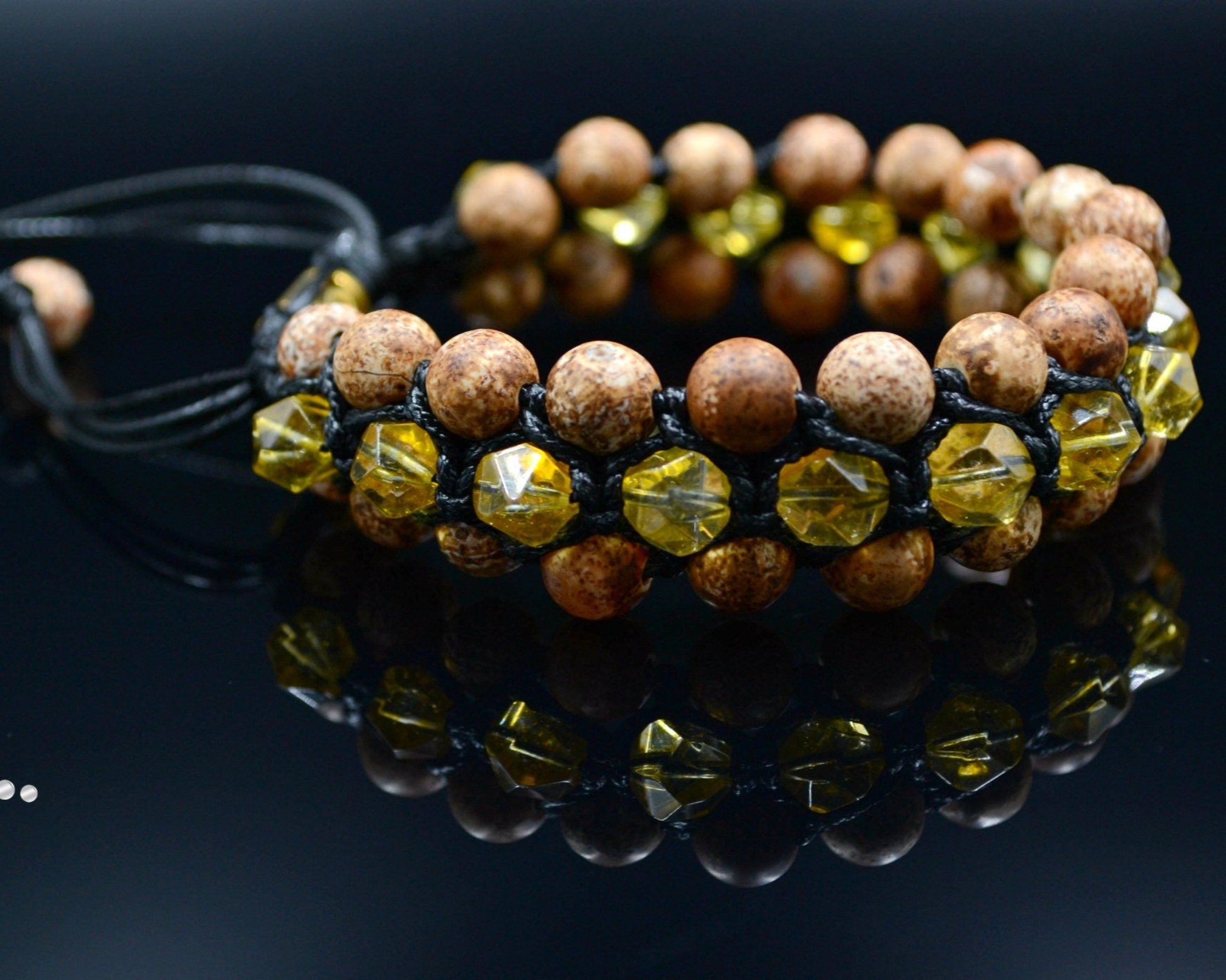 Men's Citrine Triple Bead Bracelet Agate Bracelet Gift for Men Birthstone Bracelet 3 Row Bracelet Three Row Bracelet Macrame Bracelet - Shamballa Bracelet - Birthstone Bracelet - Gemstone Bracelet Men - Chakra Bracelet - Macrame Bracelet - Healing Bracelet - Valinde
