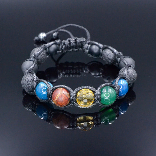 Men's Agate Crystal Bracelet - Black Lava Stone Onyx Braided Bracelet - Adjustable Macrame Bracelet - Gift for Men - Dzi Agate Bracelet  - Shamballa Bracelet - Birthstone Bracelet - Gemstone Bracelet Men - Chakra Bracelet - Macrame Bracelet - Healing Bracelet - Valinde