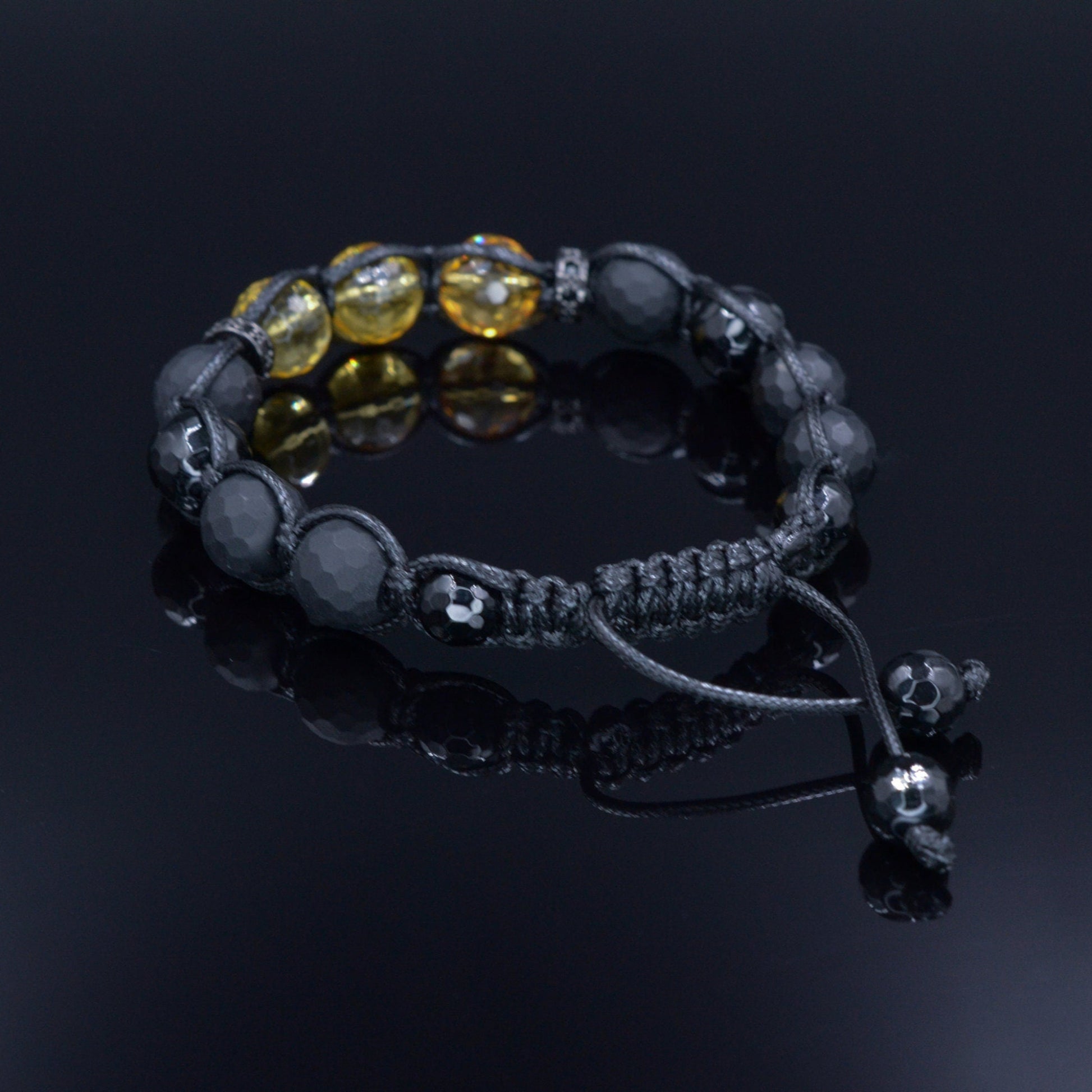 Citrine Crystal Bracelet Men's Black Onyx Bracelet Luxury Bracelet Cubic Zirconia Bracelet Agate Bracelet Macrame Adjustable Bracelet  - Shamballa Bracelet - Mantra Bracelet  -  Birthstone Bracelet - Gemstone Bracelet Men - Chakra Bracelet - Macrame Bracelet - Healing Bracelet - Valinde
