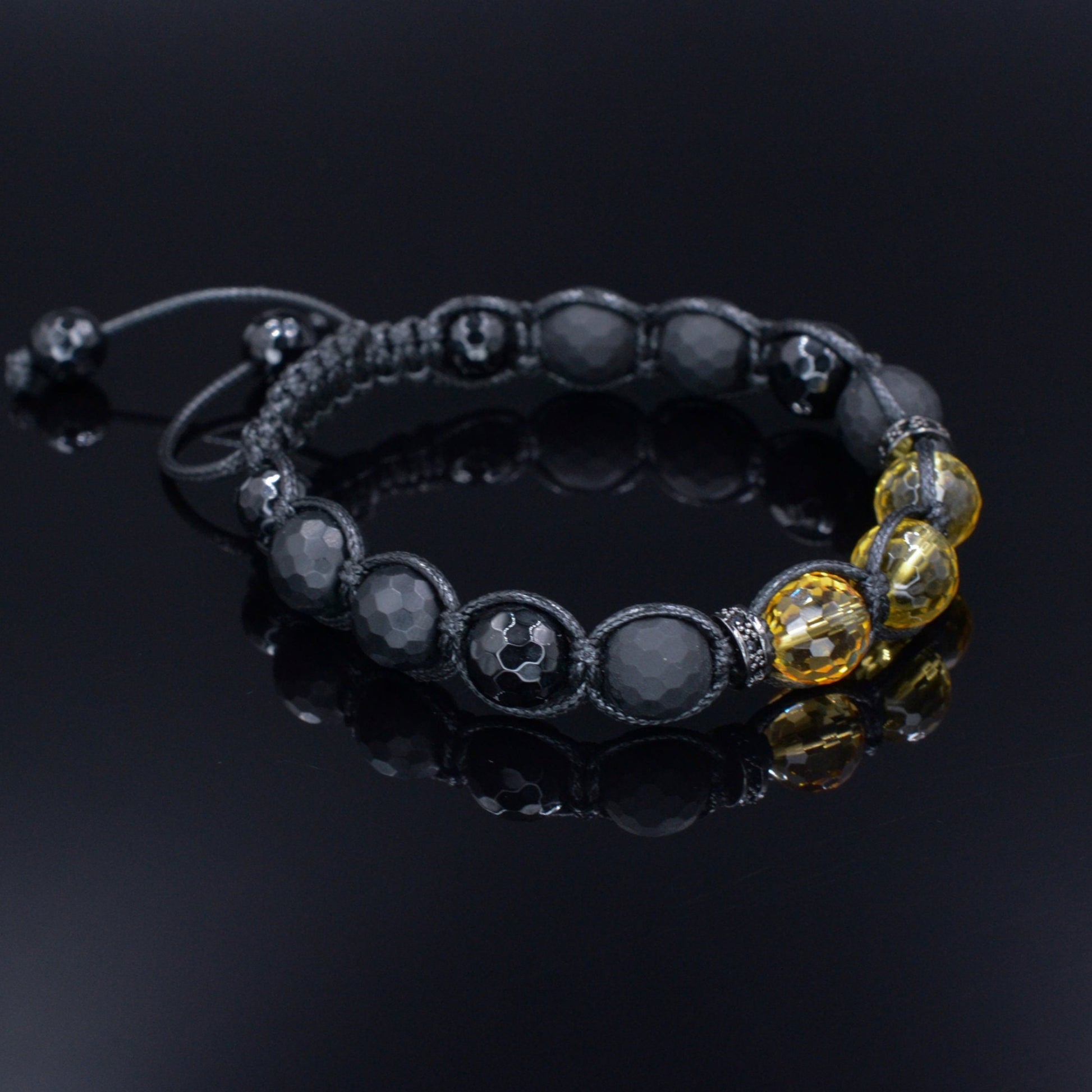 Citrine Crystal Bracelet Men's Black Onyx Bracelet Luxury Bracelet Cubic Zirconia Bracelet Agate Bracelet Macrame Adjustable Bracelet  - Shamballa Bracelet - Mantra Bracelet  -  Birthstone Bracelet - Gemstone Bracelet Men - Chakra Bracelet - Macrame Bracelet - Healing Bracelet - Valinde
