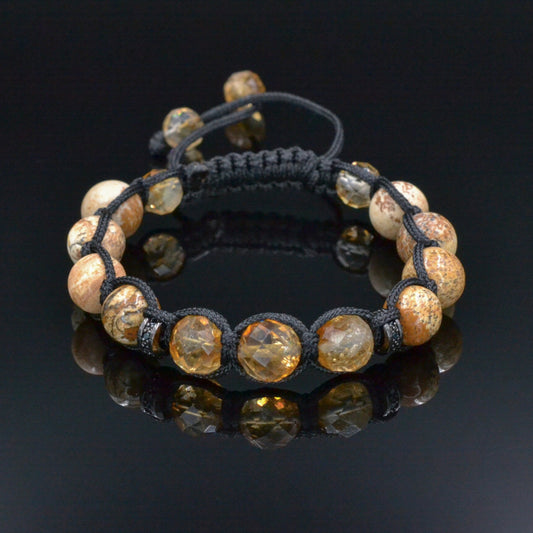 Men's Citrine Bracelet, Brown Jasper Adjustable Bracelet, Gift for Men, Crystal Gemstone Braided Bracelet, Christmas Gift, Anniversary Gift - Shamballa Bracelet - Mantra Bracelet  -  Birthstone Bracelet - Gemstone Bracelet Men - Chakra Bracelet - Macrame Bracelet - Healing Bracelet - Valinde