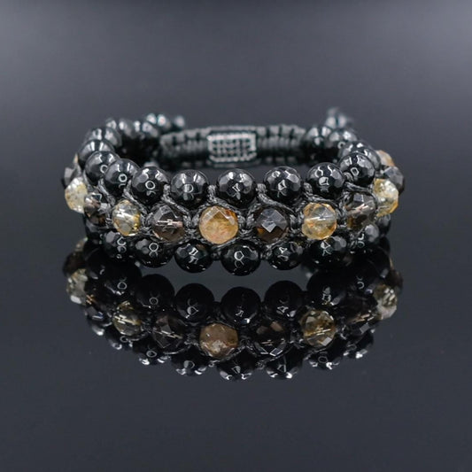 Men's Citrine Smoky Quartz Agate Triple Braided Bracelet - Natural Stone Healing Bracelet, Boho Chakra Energy Gift for Him -  Shamballa Bracelet  - Gift for Father - Yoga Bracelet  - Protection Bracelet - Birthstone Bracelet - Gemstone Bracelet Men - Chakra Bracelet - Macrame Bracelet - Healing Bracelet - Valinde
