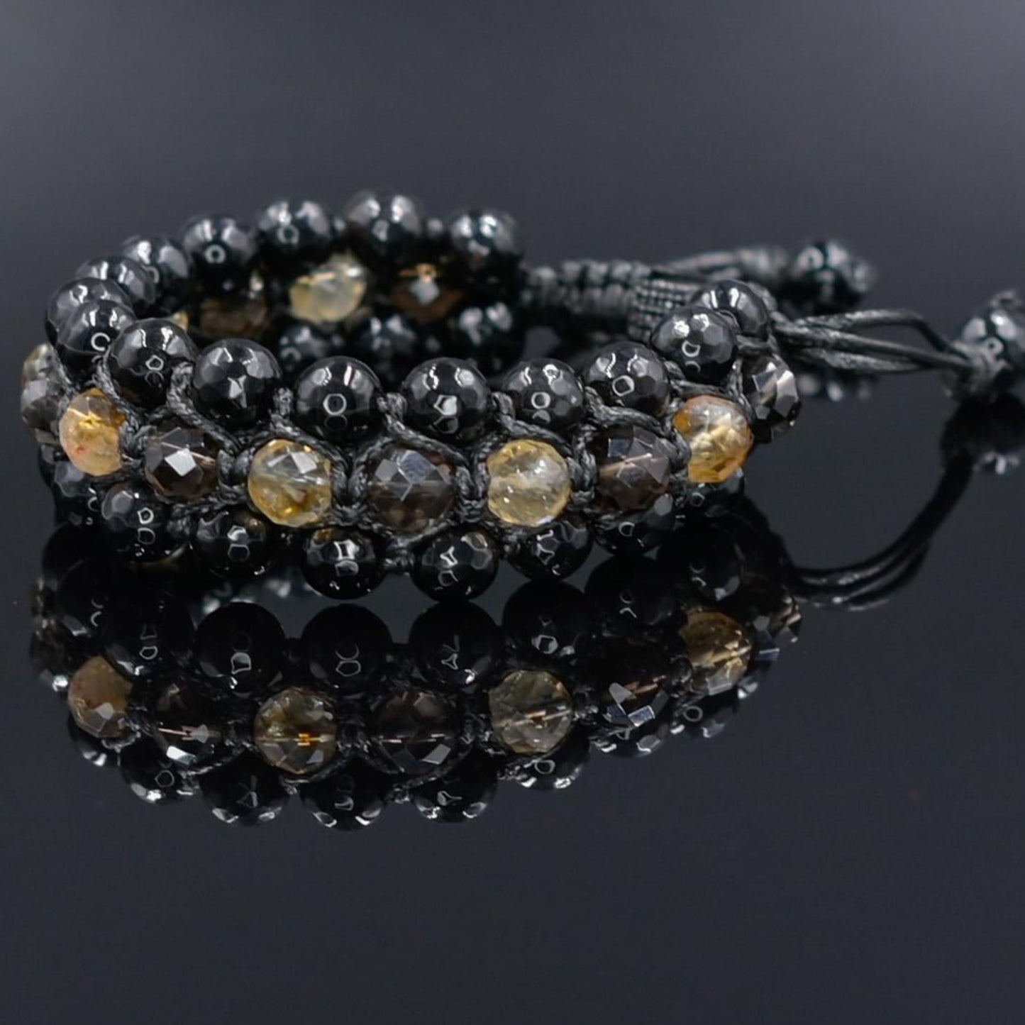 Men's Citrine Smoky Quartz Agate Triple Braided Bracelet - Natural Stone Healing Bracelet, Boho Chakra Energy Gift for Him -  Shamballa Bracelet  - Gift for Father - Yoga Bracelet  - Protection Bracelet - Birthstone Bracelet - Gemstone Bracelet Men - Chakra Bracelet - Macrame Bracelet - Healing Bracelet - Valinde

