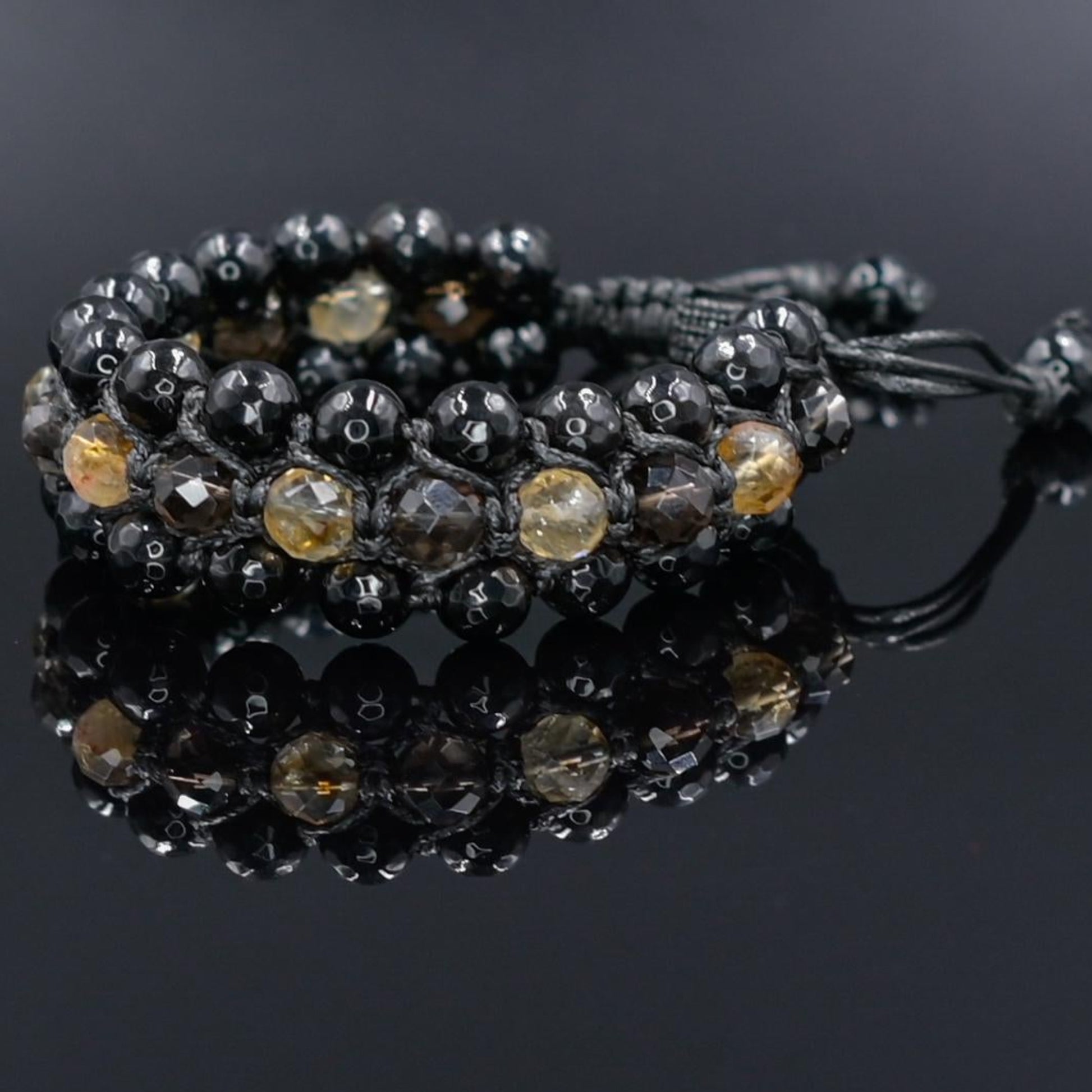 Men's Citrine Smoky Quartz Agate Triple Braided Bracelet - Natural Stone Healing Bracelet, Boho Chakra Energy Gift for Him -  Shamballa Bracelet  - Gift for Father - Yoga Bracelet  - Protection Bracelet - Birthstone Bracelet - Gemstone Bracelet Men - Chakra Bracelet - Macrame Bracelet - Healing Bracelet - Valinde
