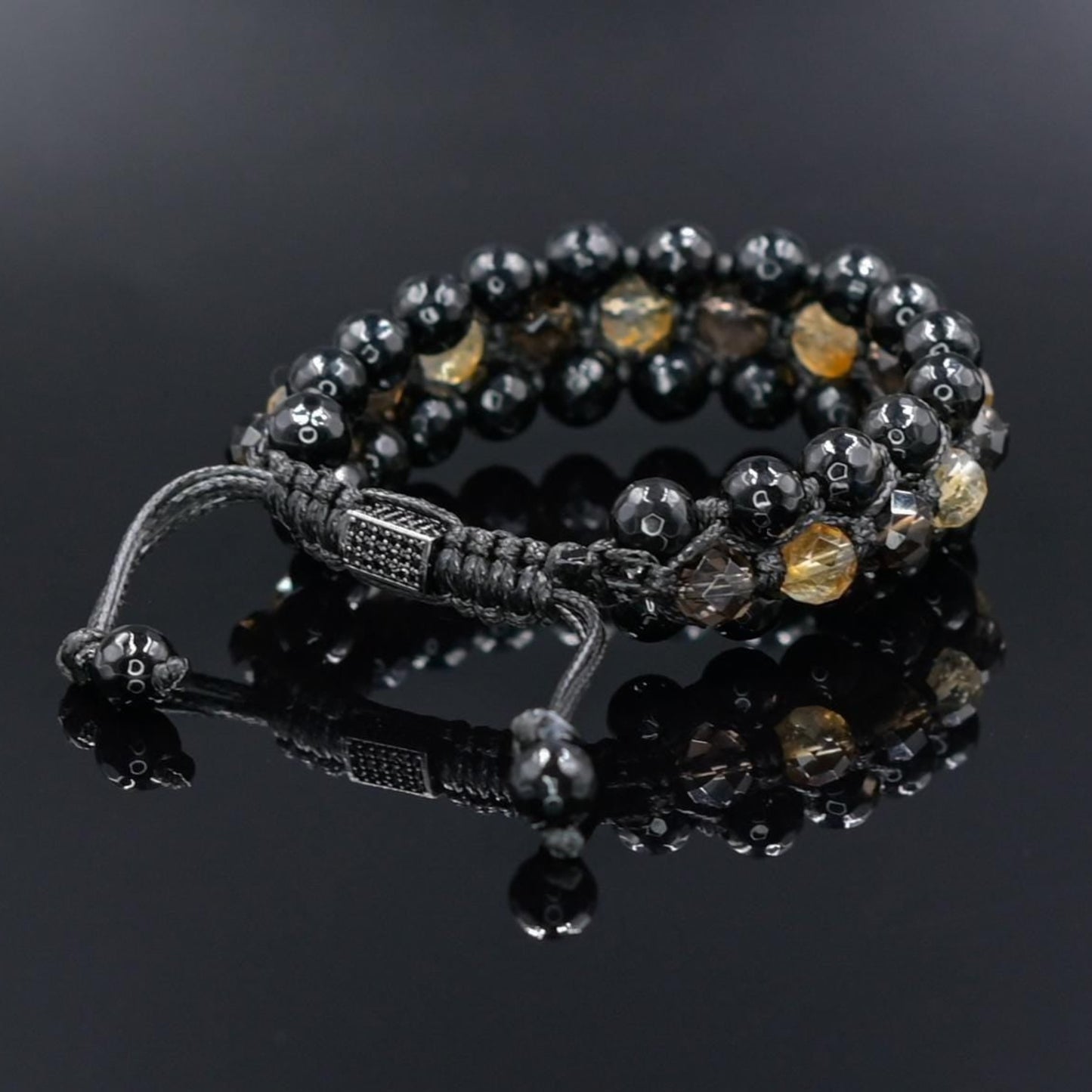 Men's Citrine Smoky Quartz Agate Triple Braided Bracelet - Natural Stone Healing Bracelet, Boho Chakra Energy Gift for Him -  Shamballa Bracelet  - Gift for Father - Yoga Bracelet  - Protection Bracelet - Birthstone Bracelet - Gemstone Bracelet Men - Chakra Bracelet - Macrame Bracelet - Healing Bracelet - Valinde
