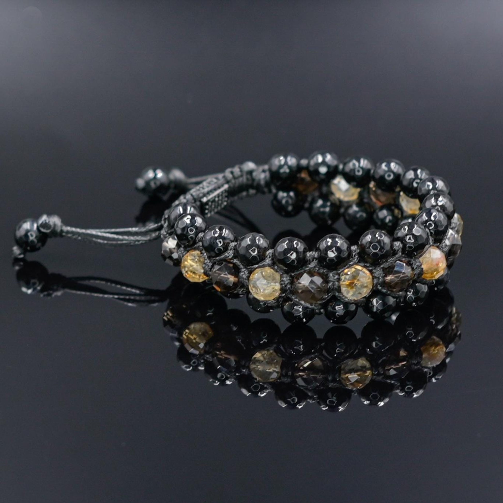 Men's Citrine Smoky Quartz Agate Triple Braided Bracelet - Natural Stone Healing Bracelet, Boho Chakra Energy Gift for Him -  Shamballa Bracelet  - Gift for Father - Yoga Bracelet  - Protection Bracelet - Birthstone Bracelet - Gemstone Bracelet Men - Chakra Bracelet - Macrame Bracelet - Healing Bracelet - Valinde
