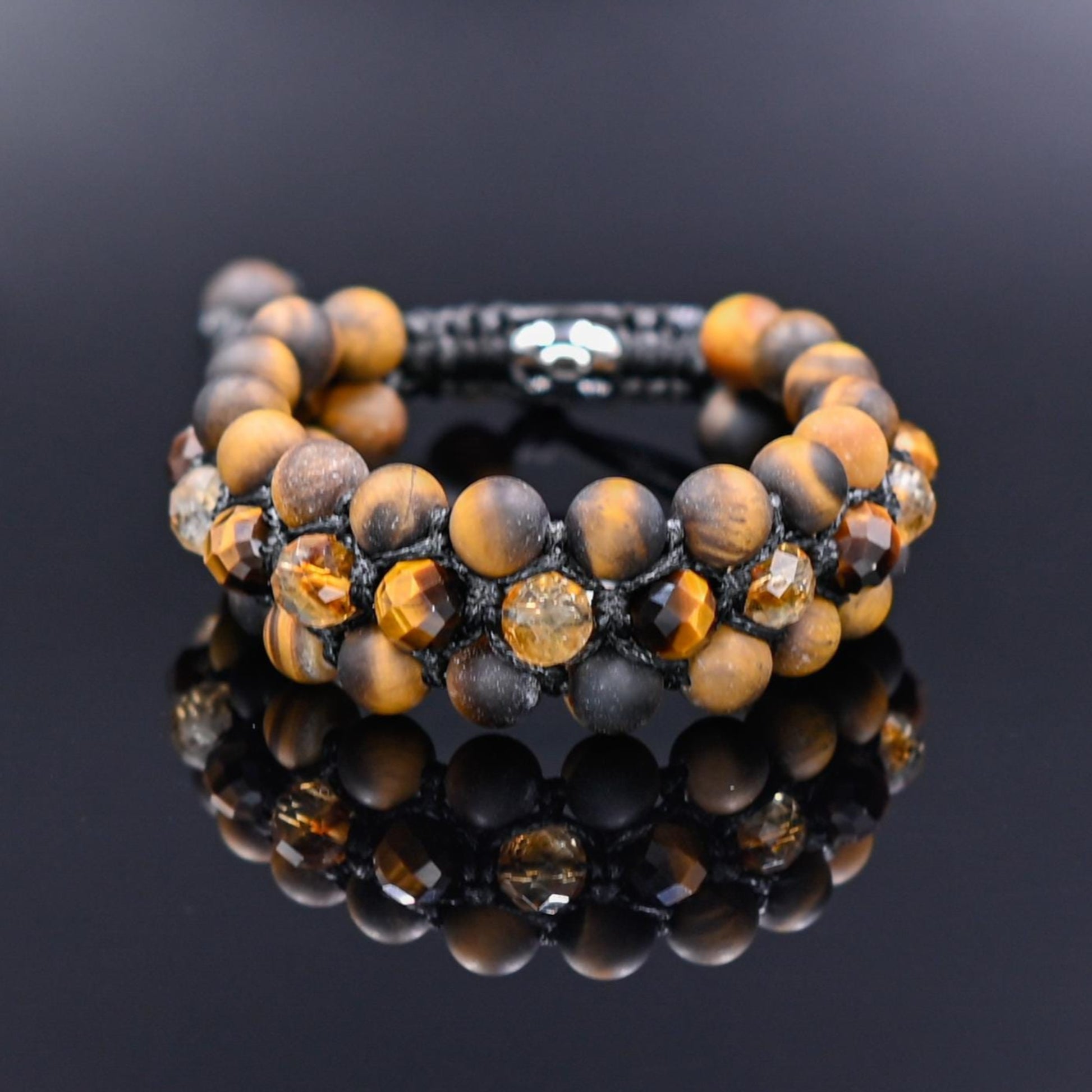 Tiger's Eye Citrine Wide Bracelet, Men's Triple Gemstone Adjustable Bracelet, Birthstone Bracelet, Gift for Men, Healing Bracelet for Men -  Shamballa Bracelet  - Gift for Father - Yoga Bracelet - Birthstone Bracelet - Gemstone Bracelet Men - Chakra Bracelet - Macrame Bracelet - Healing Bracelet - Valinde
