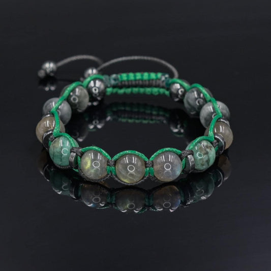 Men's Labradorite Emerald Hawk's Eye Braided Bracelet, Gift for Him, Adjustable Beaded Bracelet, Luxury Bracelet, Gemstone Bracelet for Men- Shamballa Bracelet - Birthstone Bracelet - Gemstone Bracelet Men - Chakra Bracelet - Macrame Bracelet - Healing Bracelet - Valinde