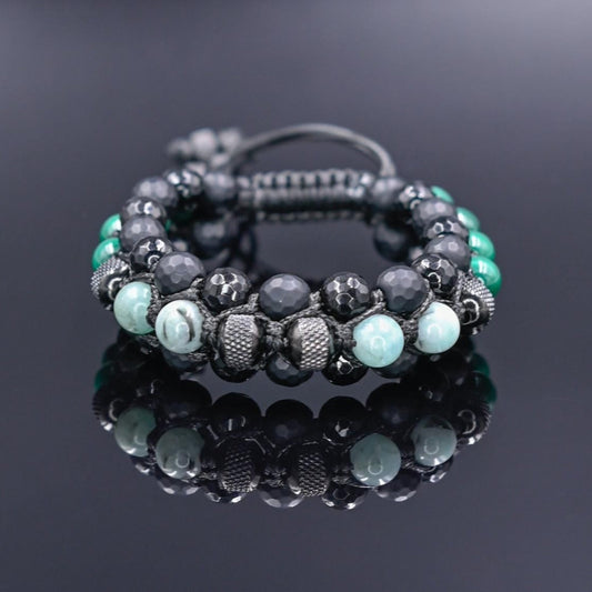 Men's Emerald Bracelet, Emerald Citrine Onyx Braided Bracelet, Adjustable Triple Bracelet, Gift for Men, Macrame Three Row Bracelet for Men - Shamballa Bracelet - Birthstone Bracelet - Gemstone Bracelet Men - Chakra Bracelet - Macrame Bracelet - Healing Bracelet - Valinde
