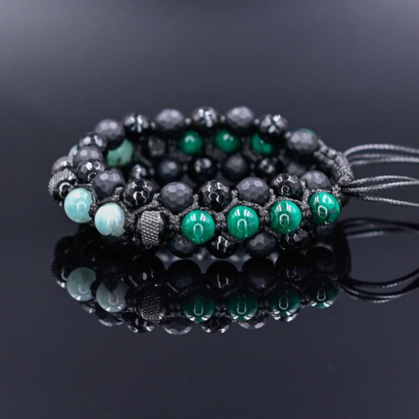 Men's Emerald Bracelet, Emerald Citrine Onyx Braided Bracelet, Adjustable Triple Bracelet, Gift for Men, Macrame Three Row Bracelet for Men - Shamballa Bracelet - Birthstone Bracelet - Gemstone Bracelet Men - Chakra Bracelet - Macrame Bracelet - Healing Bracelet - Valinde
