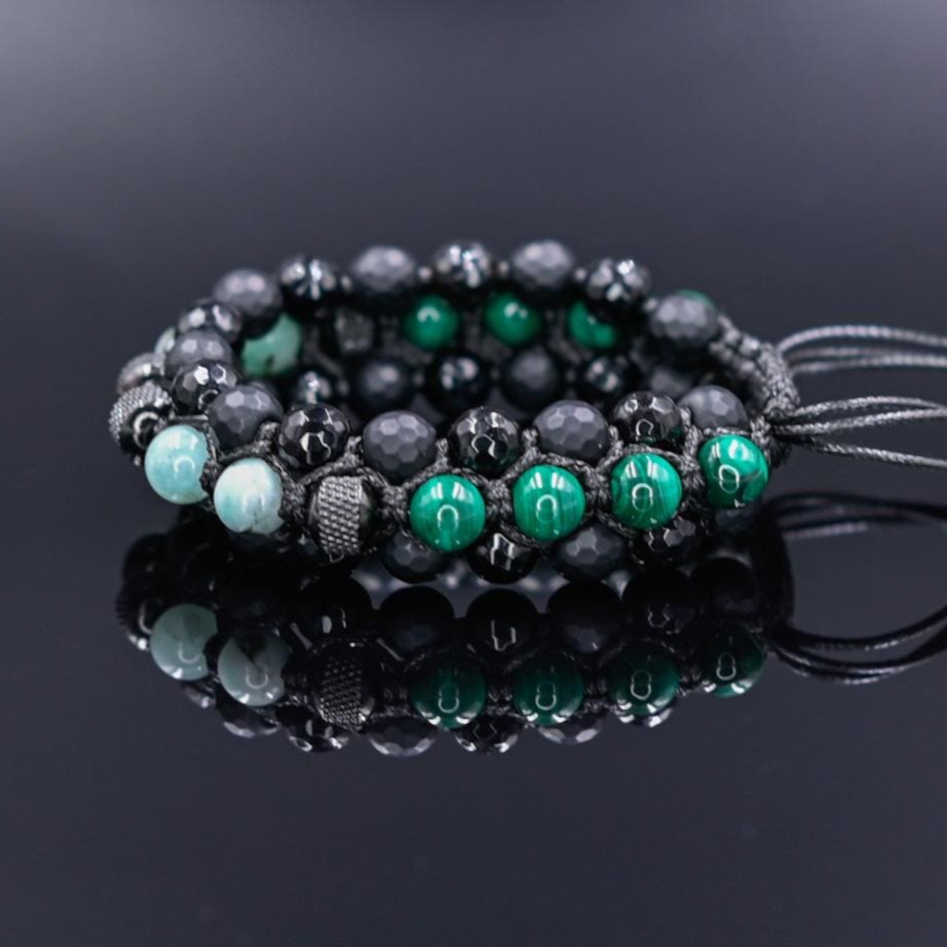 Men's Emerald Bracelet, Emerald Citrine Onyx Braided Bracelet, Adjustable Triple Bracelet, Gift for Men, Macrame Three Row Bracelet for Men - Shamballa Bracelet - Birthstone Bracelet - Gemstone Bracelet Men - Chakra Bracelet - Macrame Bracelet - Healing Bracelet - Valinde
