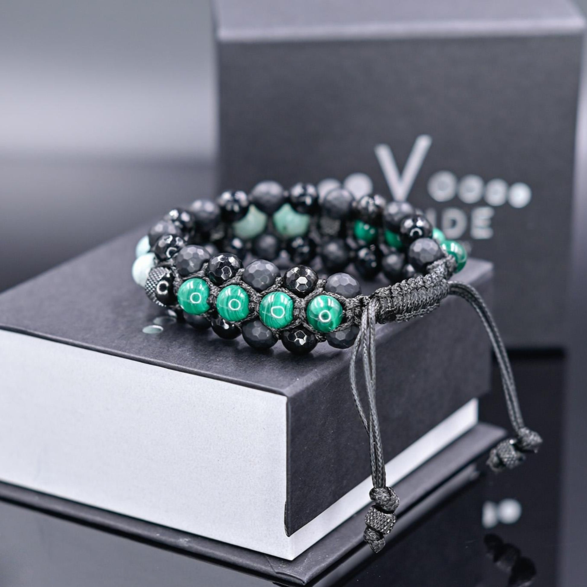 Men's Emerald Bracelet, Emerald Citrine Onyx Braided Bracelet, Adjustable Triple Bracelet, Gift for Men, Macrame Three Row Bracelet for Men - Shamballa Bracelet - Birthstone Bracelet - Gemstone Bracelet Men - Chakra Bracelet - Macrame Bracelet - Healing Bracelet - Valinde
