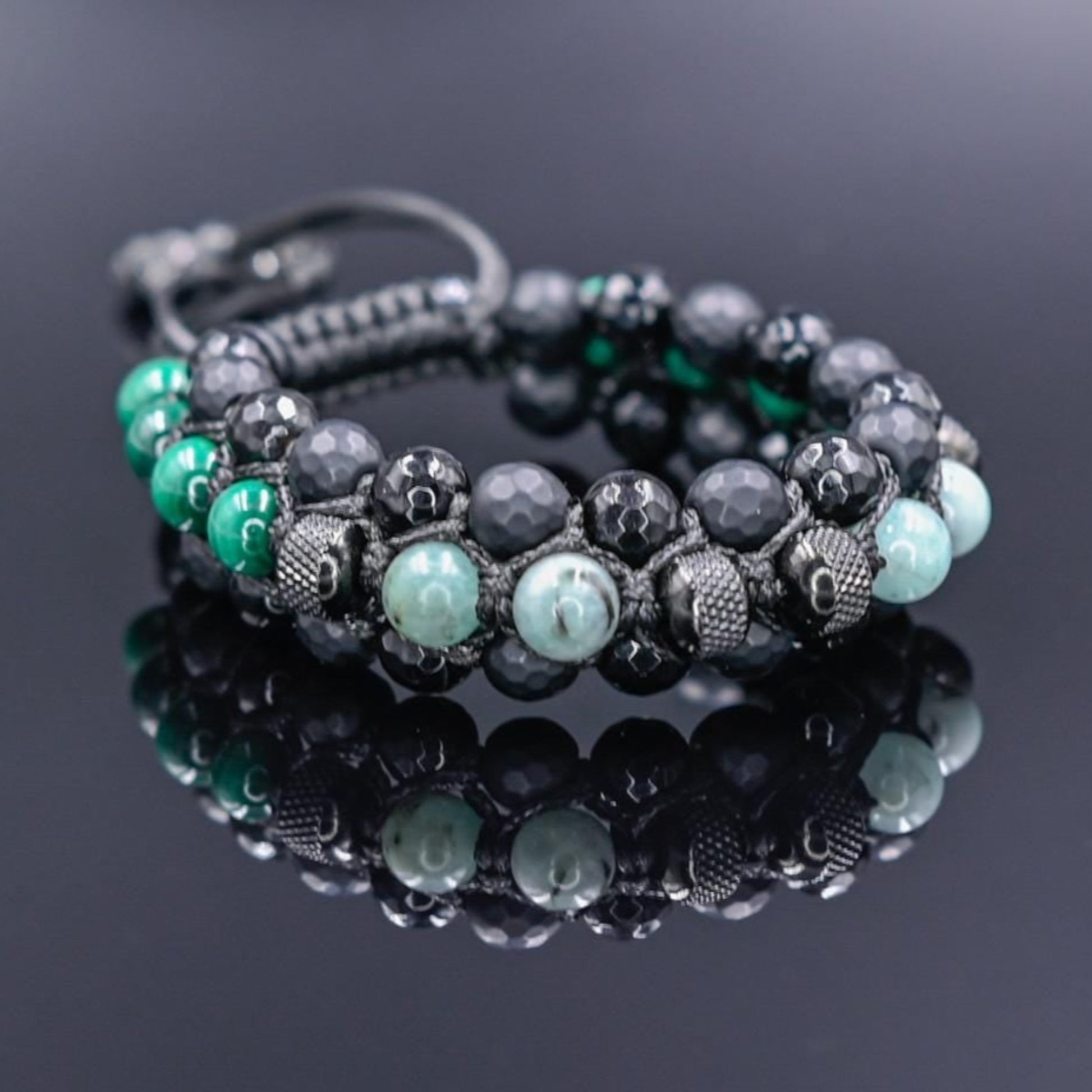 Men's Emerald Bracelet, Emerald Citrine Onyx Braided Bracelet, Adjustable Triple Bracelet, Gift for Men, Macrame Three Row Bracelet for Men - Shamballa Bracelet - Birthstone Bracelet - Gemstone Bracelet Men - Chakra Bracelet - Macrame Bracelet - Healing Bracelet - Valinde

