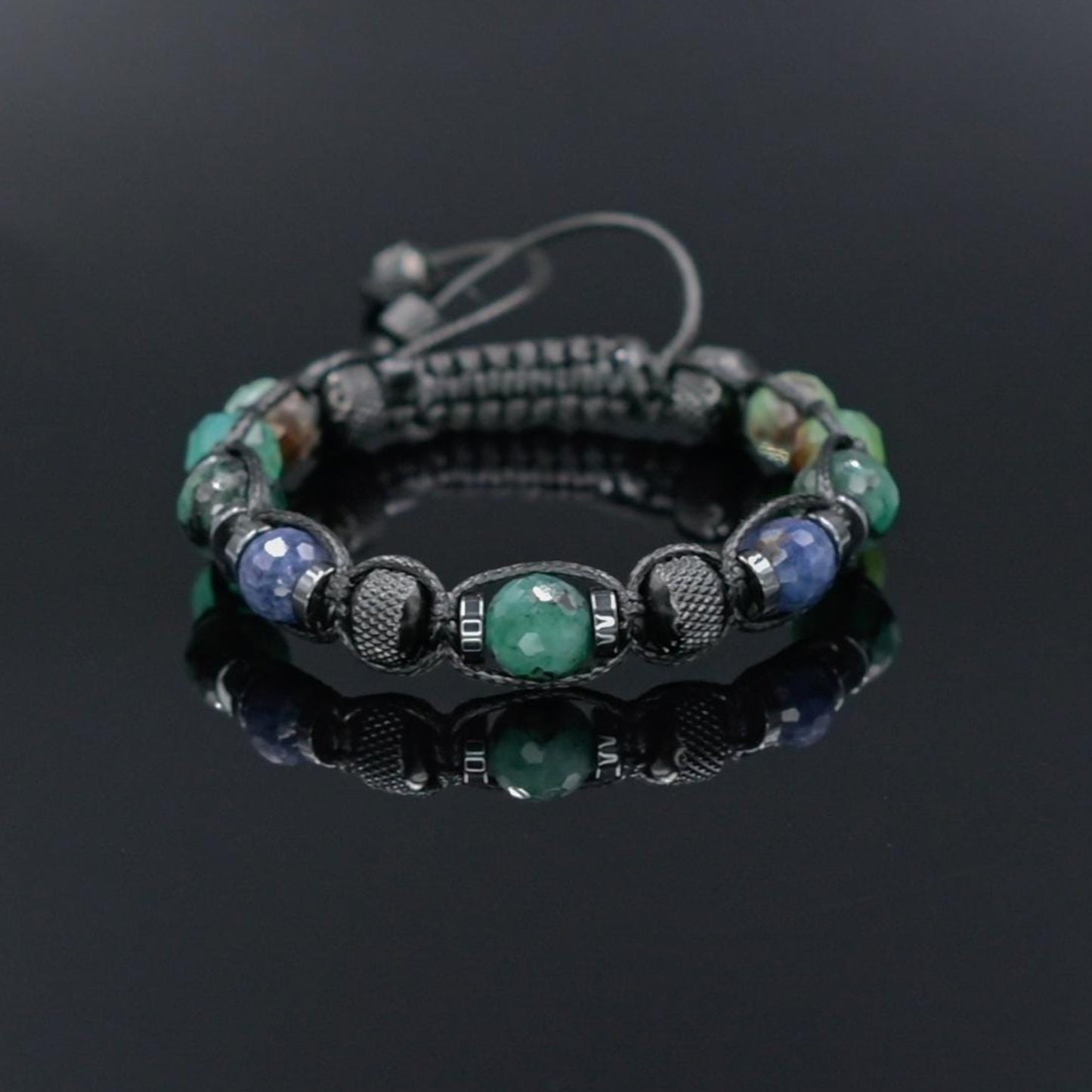 Men's Emerald and Sapphire Bracelet, Natural Chrysoprase Jewelry, Masculine Gemstone Bracelet, Luxury Gift for Him, Protective Bracelet, Geometric Stone Bracelet, Adjustable Bracelet Gemstone Macrame Adjustable Bracelet - Gift for Him, Healing Stone Jewelry, Natural Macrame Bracelet for Him, Protection Energy Gift, Adjustable Bracelet for Him, Healing Gemstone Gift, Father's Day Gift, Protection Bracelet, Crystal Gift for Him, February Birthstone, Protection Bracelet gift for Him, Healing Crystal Bracelet, 