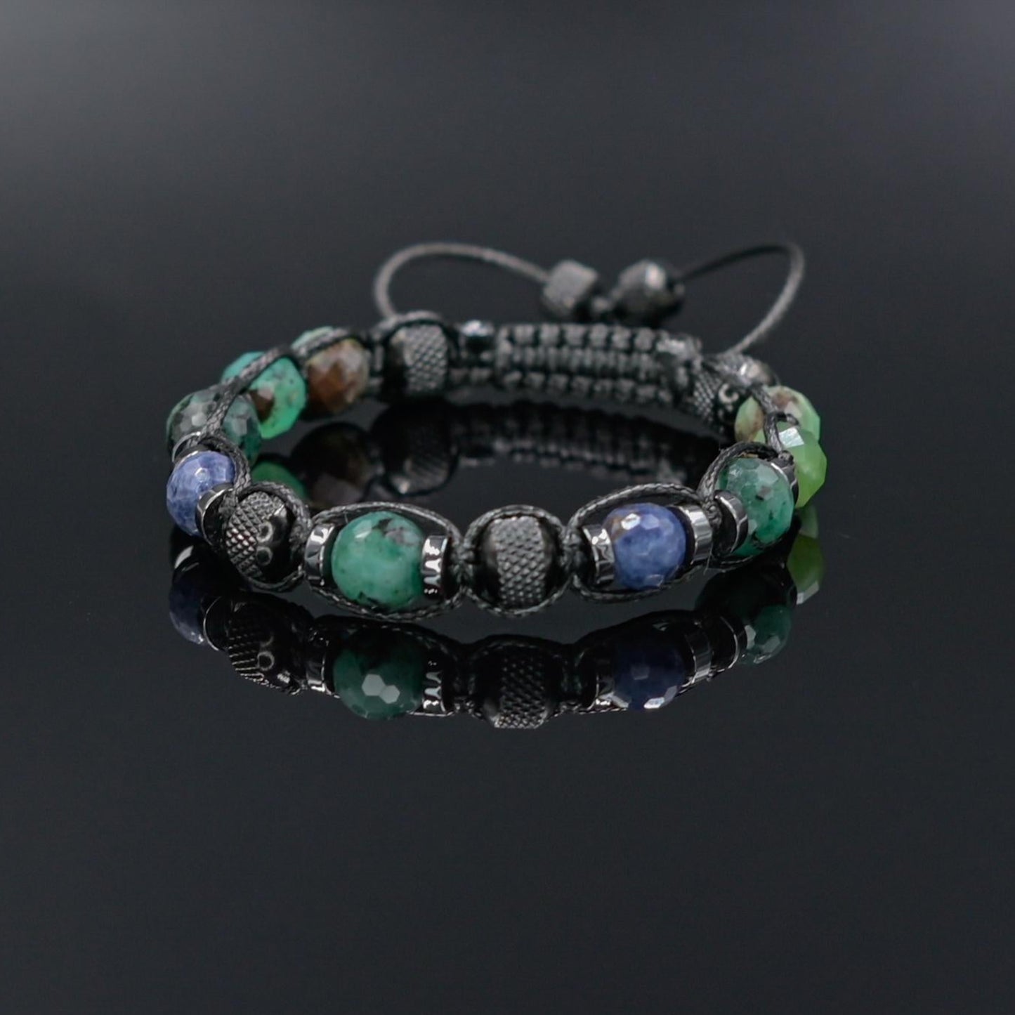 Men's Emerald and Sapphire Bracelet, Natural Chrysoprase Jewelry, Masculine Gemstone Bracelet, Luxury Gift for Him, Protective Bracelet, Geometric Stone Bracelet, Adjustable Bracelet Gemstone Macrame Adjustable Bracelet - Gift for Him, Healing Stone Jewelry, Natural Macrame Bracelet for Him, Protection Energy Gift, Adjustable Bracelet for Him, Healing Gemstone Gift, Father's Day Gift, Protection Bracelet, Crystal Gift for Him, February Birthstone, Protection Bracelet gift for Him, Healing Crystal Bracelet, 