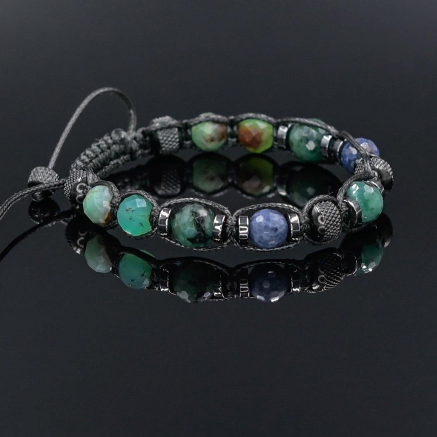 Men's Emerald and Sapphire Bracelet, Natural Chrysoprase Jewelry, Masculine Gemstone Bracelet, Luxury Gift for Him, Protective Bracelet, Geometric Stone Bracelet, Adjustable Bracelet Gemstone Macrame Adjustable Bracelet - Gift for Him, Healing Stone Jewelry, Natural Macrame Bracelet for Him, Protection Energy Gift, Adjustable Bracelet for Him, Healing Gemstone Gift, Father's Day Gift, Protection Bracelet, Crystal Gift for Him, February Birthstone, Protection Bracelet gift for Him, Healing Crystal Bracelet, 
