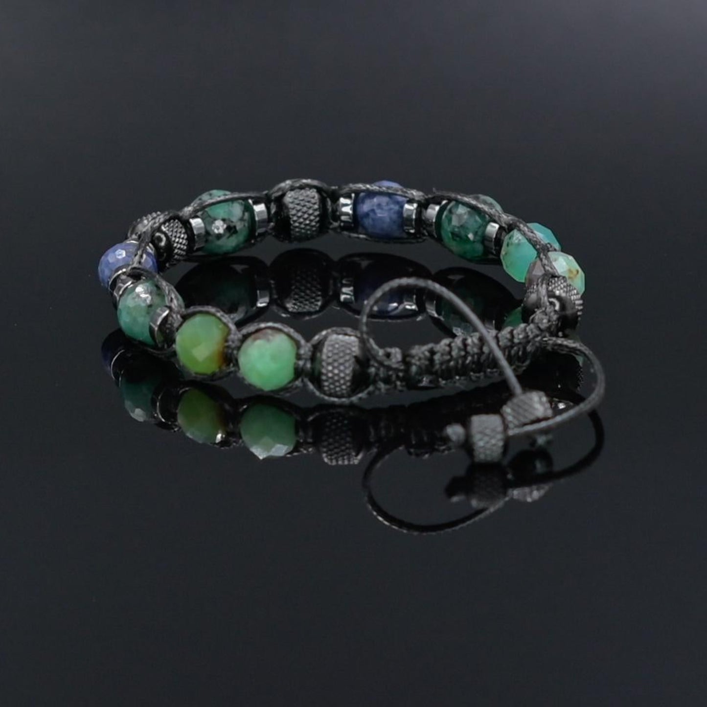 Men's Emerald and Sapphire Bracelet, Natural Chrysoprase Jewelry, Masculine Gemstone Bracelet, Luxury Gift for Him, Protective Bracelet, Geometric Stone Bracelet, Adjustable Bracelet Gemstone Macrame Adjustable Bracelet - Gift for Him, Healing Stone Jewelry, Natural Macrame Bracelet for Him, Protection Energy Gift, Adjustable Bracelet for Him, Healing Gemstone Gift, Father's Day Gift, Protection Bracelet, Crystal Gift for Him, February Birthstone, Protection Bracelet gift for Him, Healing Crystal Bracelet, 