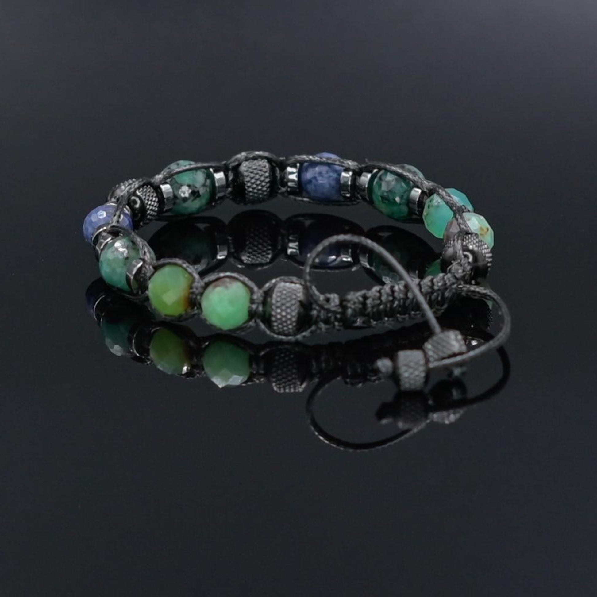 Men's Emerald and Sapphire Bracelet, Natural Chrysoprase Jewelry, Masculine Gemstone Bracelet, Luxury Gift for Him, Protective Bracelet, Geometric Stone Bracelet, Adjustable Bracelet Gemstone Macrame Adjustable Bracelet - Gift for Him, Healing Stone Jewelry, Natural Macrame Bracelet for Him, Protection Energy Gift, Adjustable Bracelet for Him, Healing Gemstone Gift, Father's Day Gift, Protection Bracelet, Crystal Gift for Him, February Birthstone, Protection Bracelet gift for Him, Healing Crystal Bracelet, 