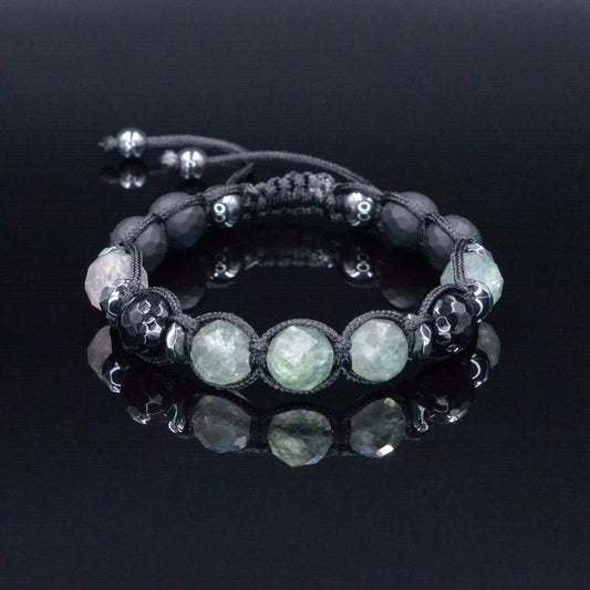 Men's Fluorite Bracelet - Black Onyx Agate Hematite Bead Bracelet - Adjustable Crystal Bracelet - Gift for Men - Macrame Braided Bracelet - Shamballa Bracelet - Birthstone Bracelet - Gemstone Bracelet Men - Chakra Bracelet - Macrame Bracelet - Healing Bracelet - Valinde