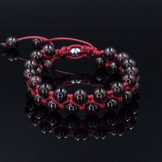Men's Garnet Bracelet Double Row Bracelet Macrame Bracelet Red Garnet Gemstone Bracelet Double Bracelet Gift for Men Adjustable Bracelet- Shamballa Bracelet - Birthstone Bracelet - Gemstone Bracelet Men - Chakra Bracelet - Macrame Bracelet - Healing Bracelet - Valinde