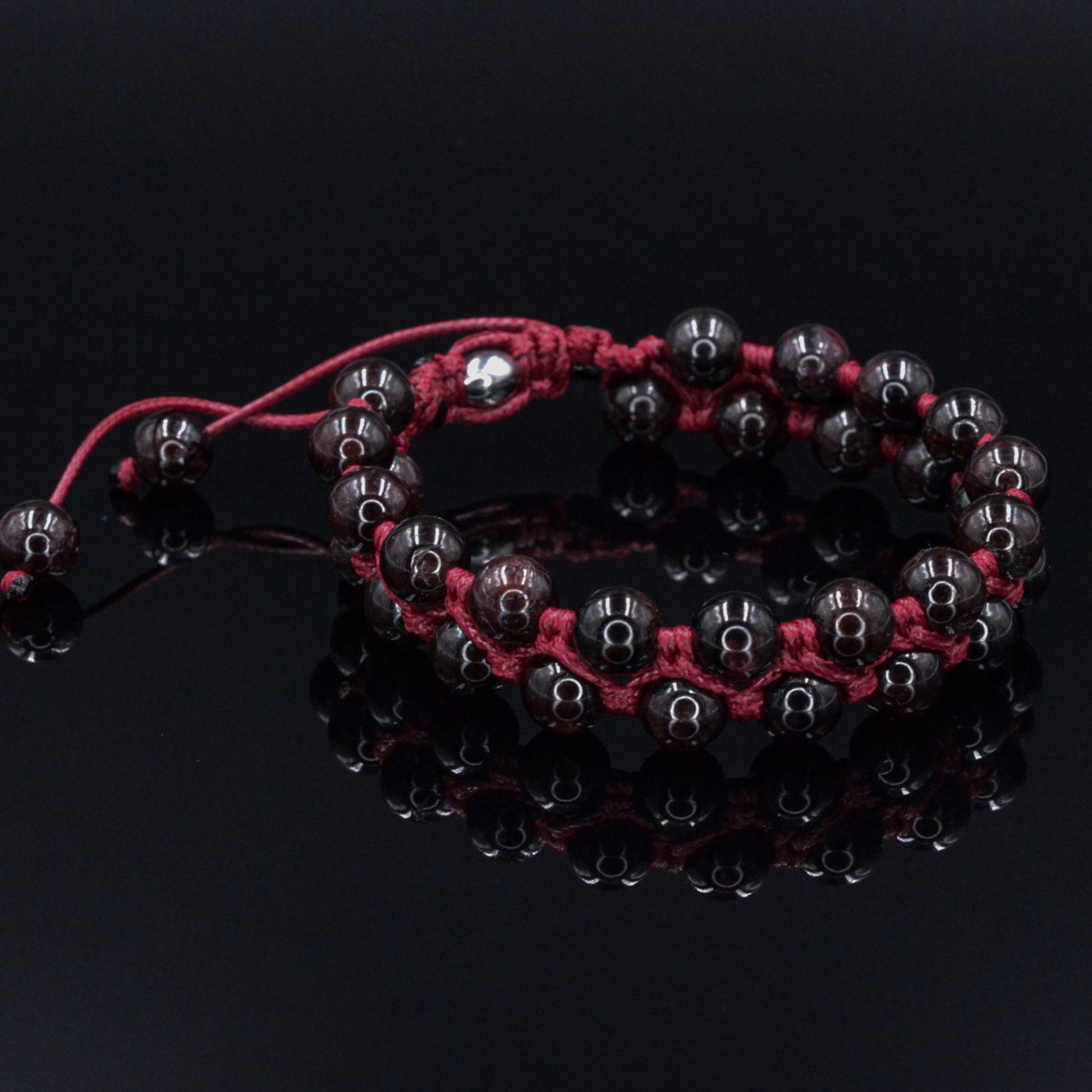 Men's Garnet Bracelet Double Row Bracelet Macrame Bracelet Red Garnet Gemstone Bracelet Double Bracelet Gift for Men Adjustable Bracelet- Shamballa Bracelet - Birthstone Bracelet - Gemstone Bracelet Men - Chakra Bracelet - Macrame Bracelet - Healing Bracelet - Valinde
