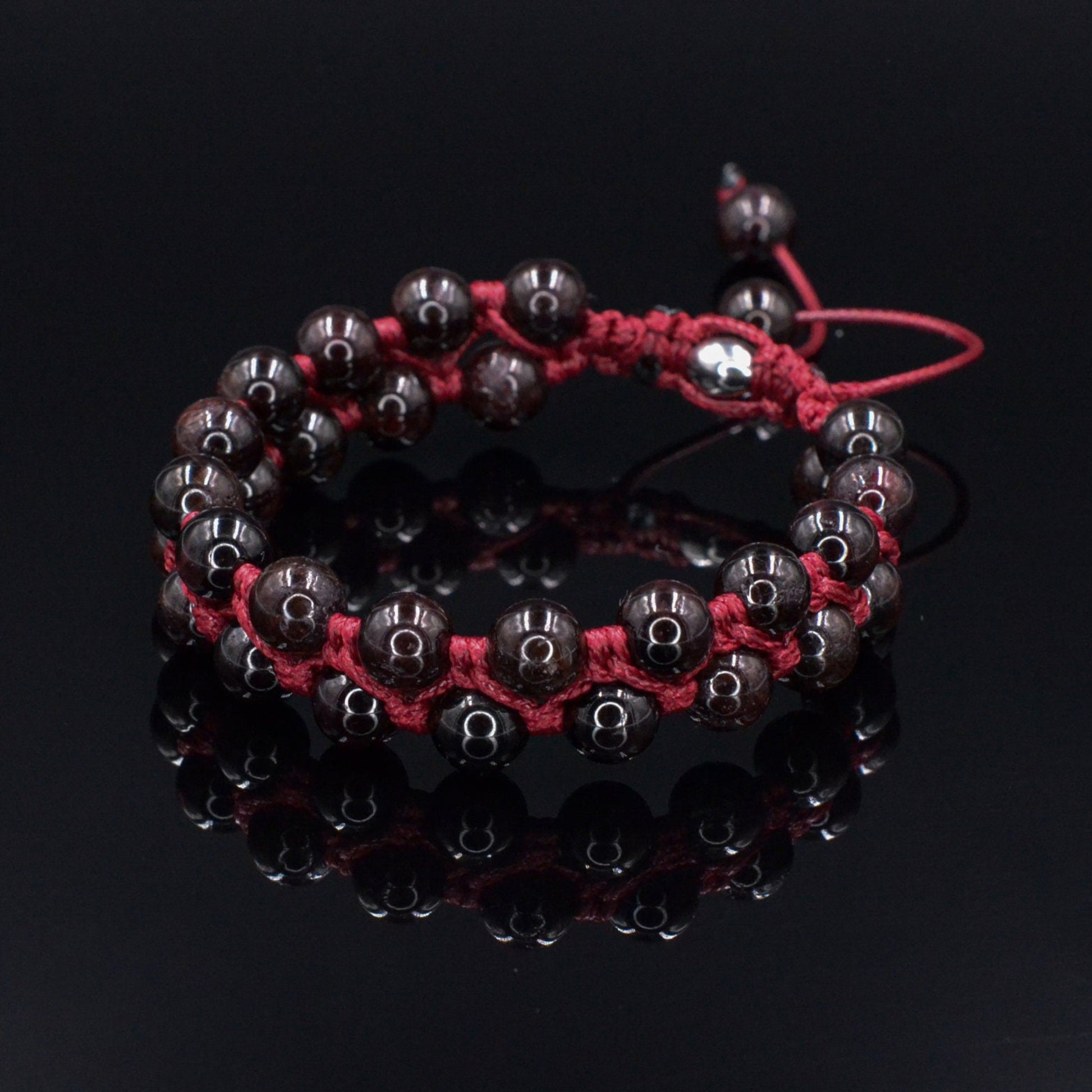 Men's Garnet Bracelet Double Row Bracelet Macrame Bracelet Red Garnet Gemstone Bracelet Double Bracelet Gift for Men Adjustable Bracelet- Shamballa Bracelet - Birthstone Bracelet - Gemstone Bracelet Men - Chakra Bracelet - Macrame Bracelet - Healing Bracelet - Valinde
