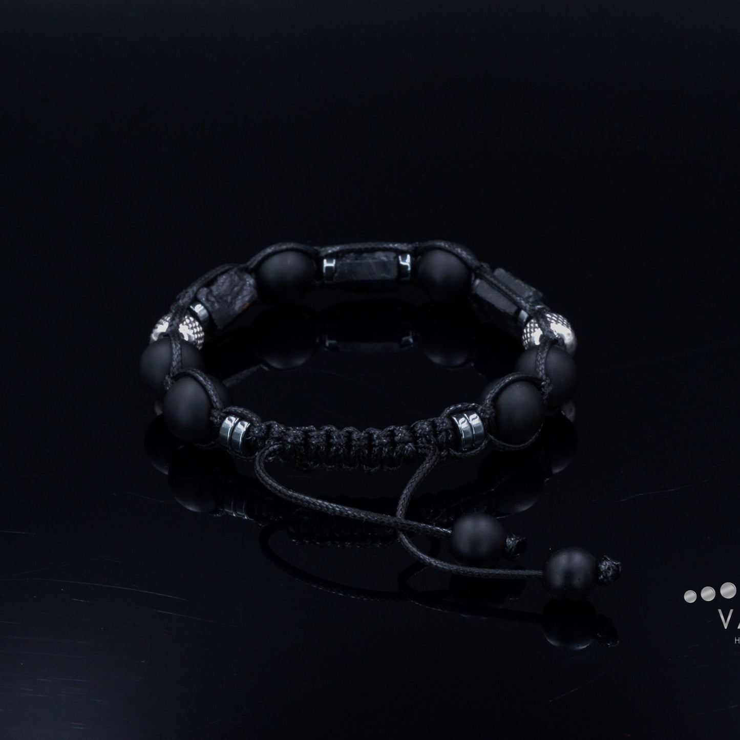 Raw Tourmaline - Bracelet for Men Protective Stone Bracelet - Men's Onyx Steel Beads Bracelet - Gift for Men -Christmas Gift - Adjustable Bracelet - Healing Bracelet - Birthstone Bracelet -Gemstone Bracelet Men
