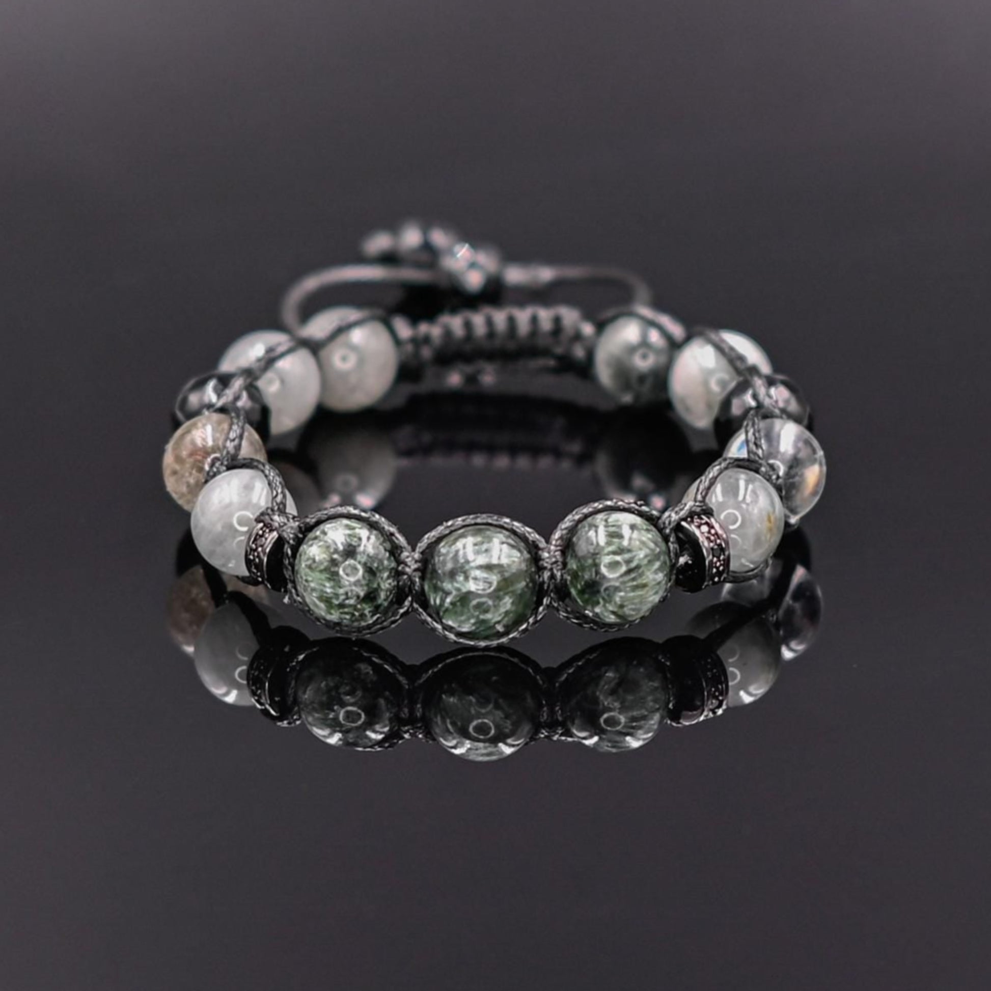 Seraphinite Bracelet for Men Men's Gemstone Bracelet Hawk's Eye Bracelet Gift for Men Adjustable Macrame Bracelet Crystal Bracelet for Man - Shamballa Bracelet - Mantra Bracelet  -  Yoga Bracelet -  Birthstone Bracelet - Gemstone Bracelet Men - Chakra Bracelet - Macrame Bracelet - Healing Bracelet - Gift for Father - Gift For Men - Valinde
