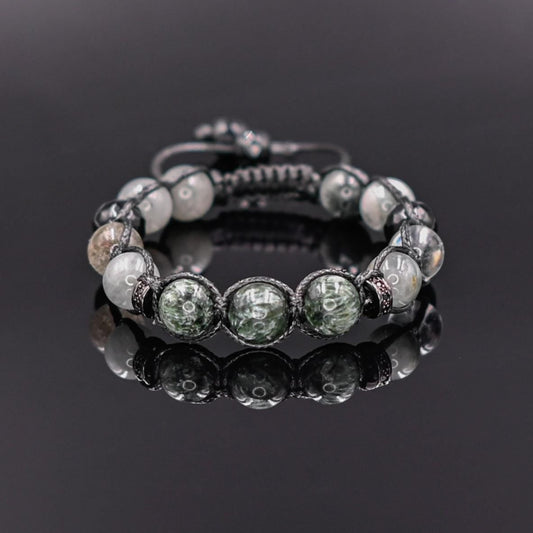 Seraphinite Bracelet for Men Men's Gemstone Bracelet Hawk's Eye Bracelet Gift for Men Adjustable Macrame Bracelet Crystal Bracelet for Man - Shamballa Bracelet - Mantra Bracelet  -  Yoga Bracelet -  Birthstone Bracelet - Gemstone Bracelet Men - Chakra Bracelet - Macrame Bracelet - Healing Bracelet - Gift for Father - Gift For Men - Valinde
