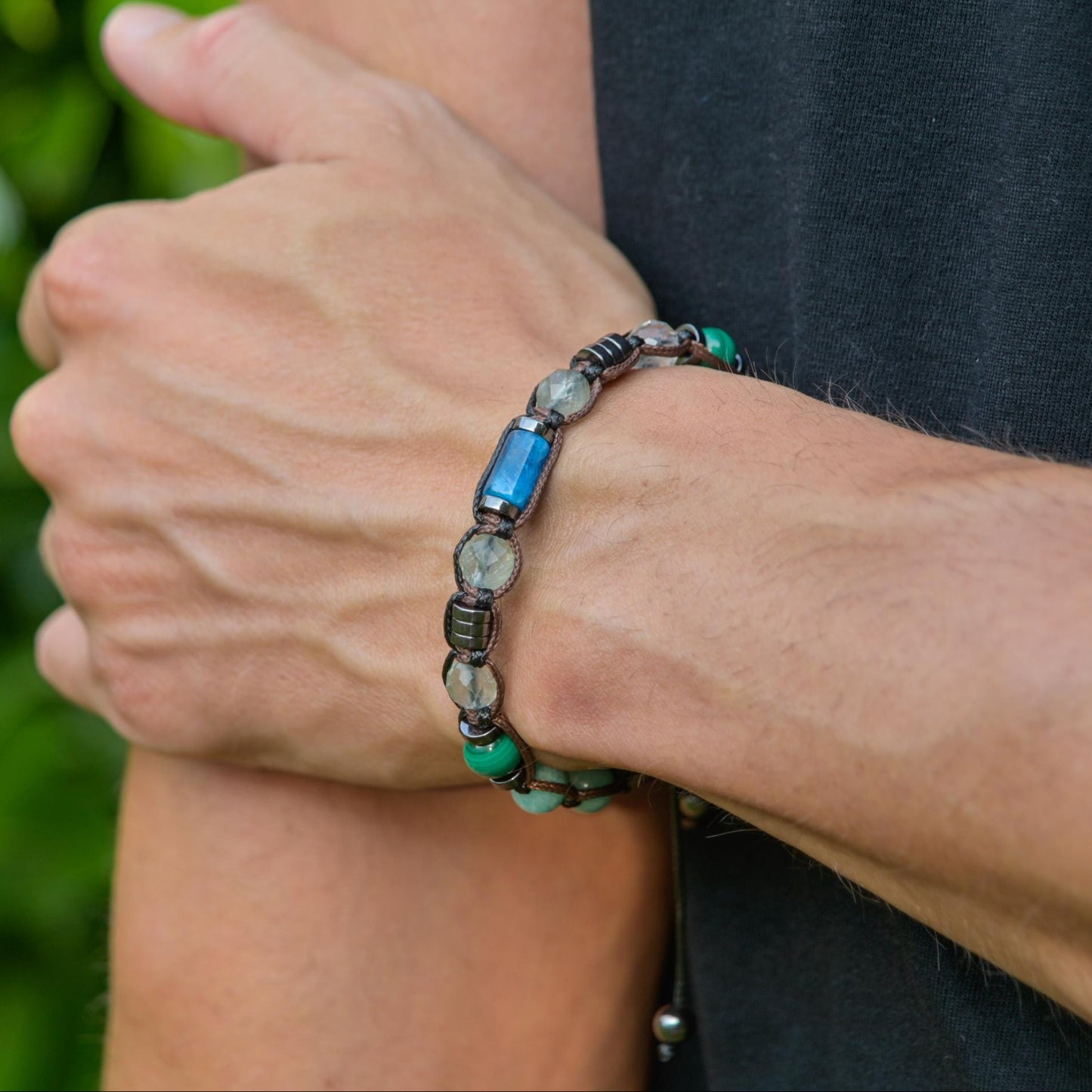 Gemstone Apatite Fluorite Malachite Amazonite Braided Bracelet, Adjustable Beaded Bracelet, Jewelry Gift for Him- Shamballa Bracelet - Mantra Bracelet  -  Yoga Bracelet -  Birthstone Bracelet - Gemstone Bracelet Men - Chakra Bracelet - Macrame Bracelet - Healing Bracelet - Gift for Father - Gift For Men - Valinde
