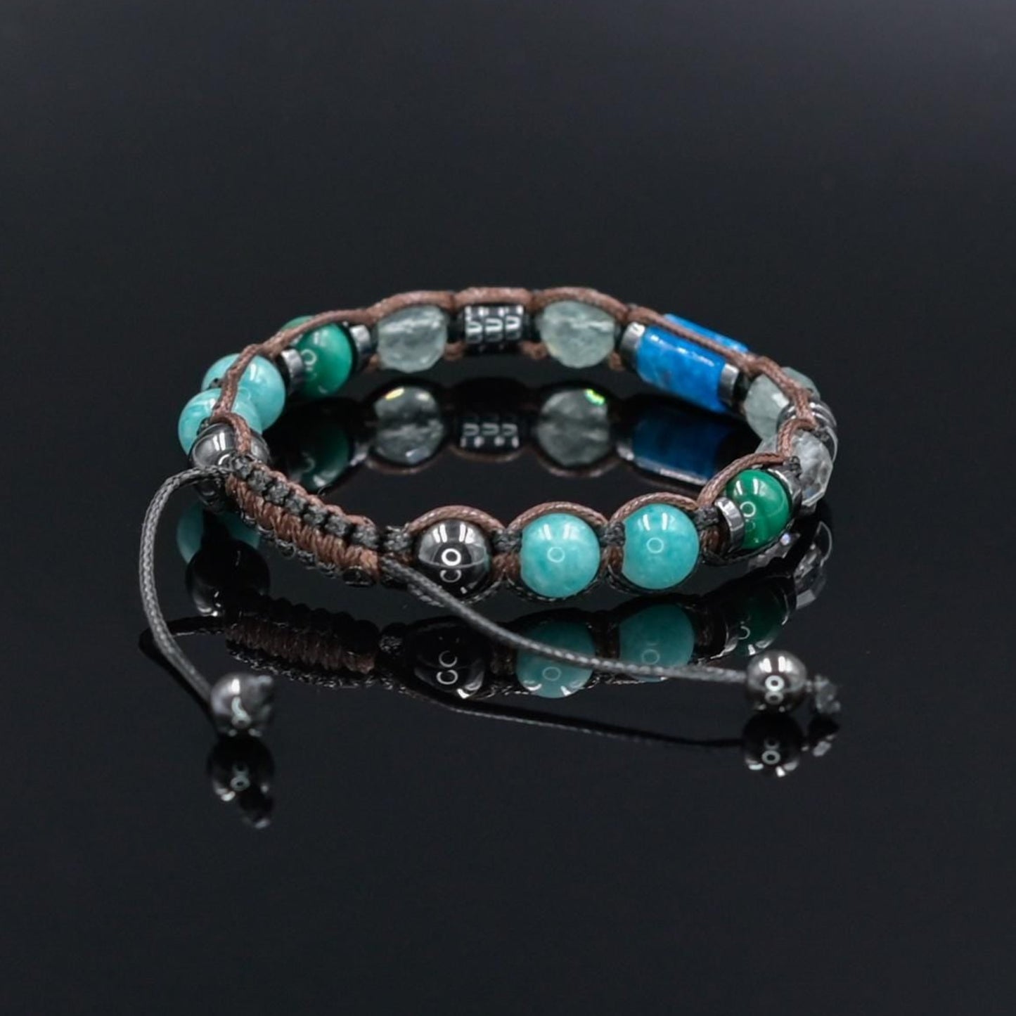 Gemstone Apatite Fluorite Malachite Amazonite Braided Bracelet, Adjustable Beaded Bracelet, Jewelry Gift for Him- Shamballa Bracelet - Mantra Bracelet  -  Yoga Bracelet -  Birthstone Bracelet - Gemstone Bracelet Men - Chakra Bracelet - Macrame Bracelet - Healing Bracelet - Gift for Father - Gift For Men - Valinde
