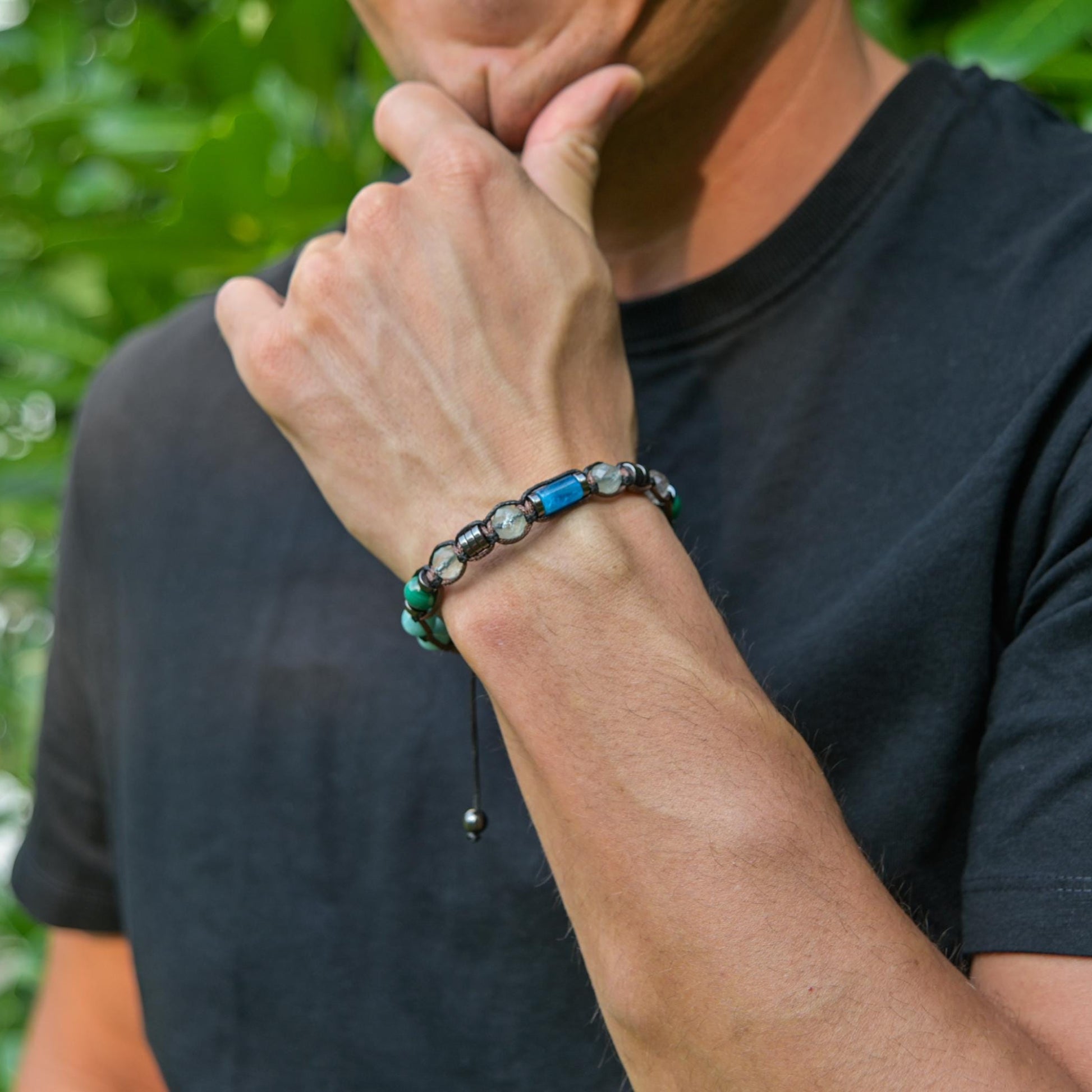 Gemstone Apatite Fluorite Malachite Amazonite Braided Bracelet, Adjustable Beaded Bracelet, Jewelry Gift for Him- Shamballa Bracelet - Mantra Bracelet  -  Yoga Bracelet -  Birthstone Bracelet - Gemstone Bracelet Men - Chakra Bracelet - Macrame Bracelet - Healing Bracelet - Gift for Father - Gift For Men - Valinde
