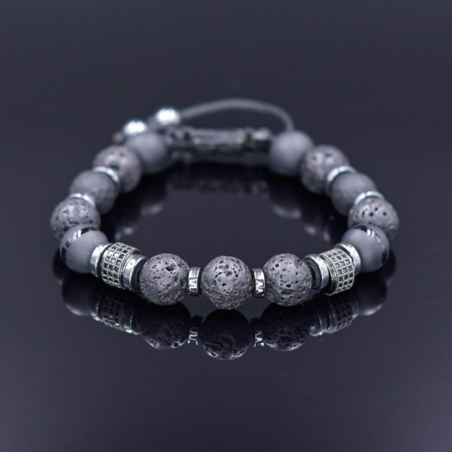 Black Onyx Lava Stone Bracelet, Men's Gemstone Beaded Bracelet, Gift for Men, Adjustable Braided Bracelet, Hematite Bracelet, Christmas Gift - Shamballa Bracelet - Mantra Bracelet  -  Yoga Bracelet -  Birthstone Bracelet - Gemstone Bracelet Men - Chakra Bracelet - Macrame Bracelet - Healing Bracelet - Gift for Father - Gift For Men - Valinde
