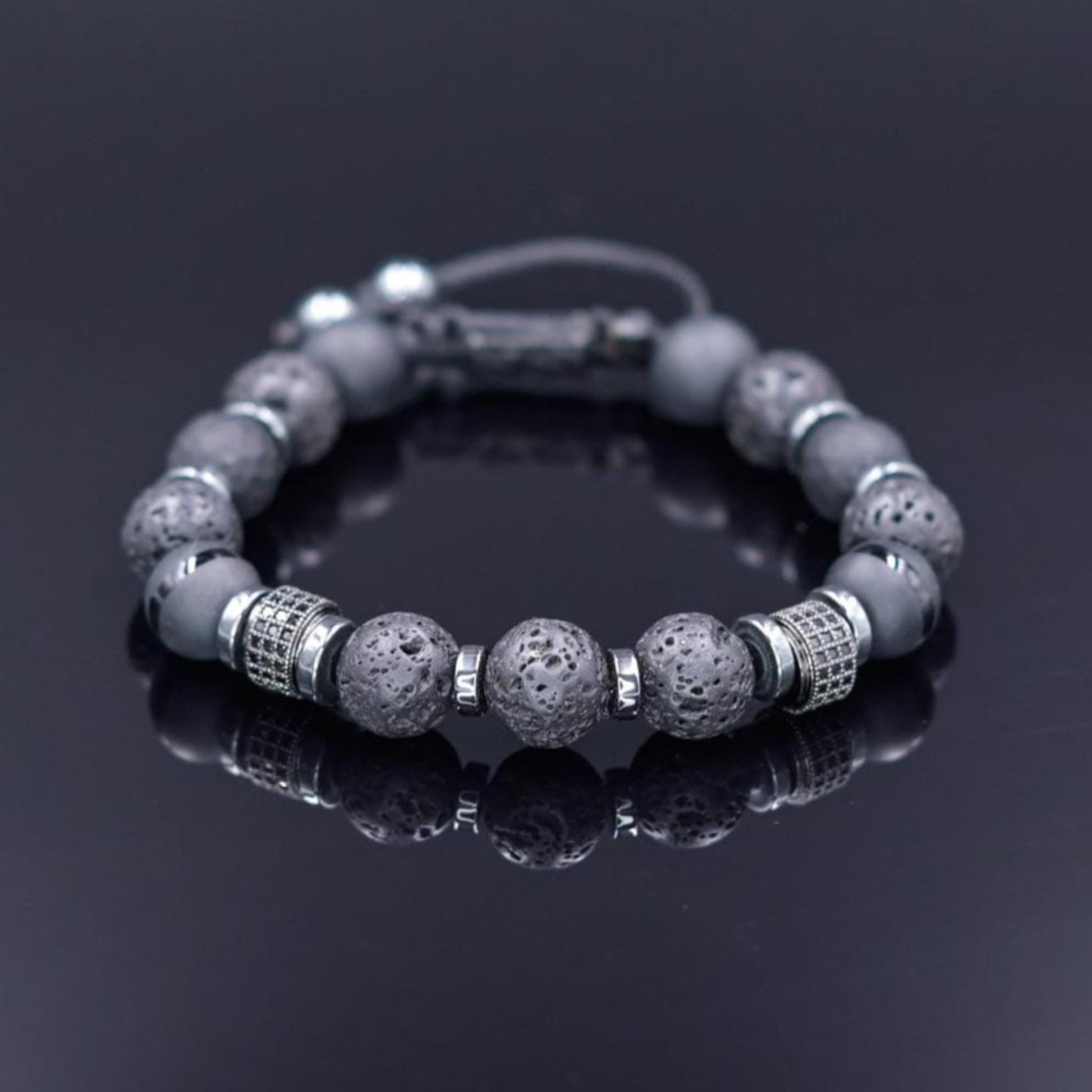 Black Onyx Lava Stone Bracelet, Men's Gemstone Beaded Bracelet, Gift for Men, Adjustable Braided Bracelet, Hematite Bracelet, Christmas Gift - Shamballa Bracelet - Mantra Bracelet  -  Yoga Bracelet -  Birthstone Bracelet - Gemstone Bracelet Men - Chakra Bracelet - Macrame Bracelet - Healing Bracelet - Gift for Father - Gift For Men - Valinde
