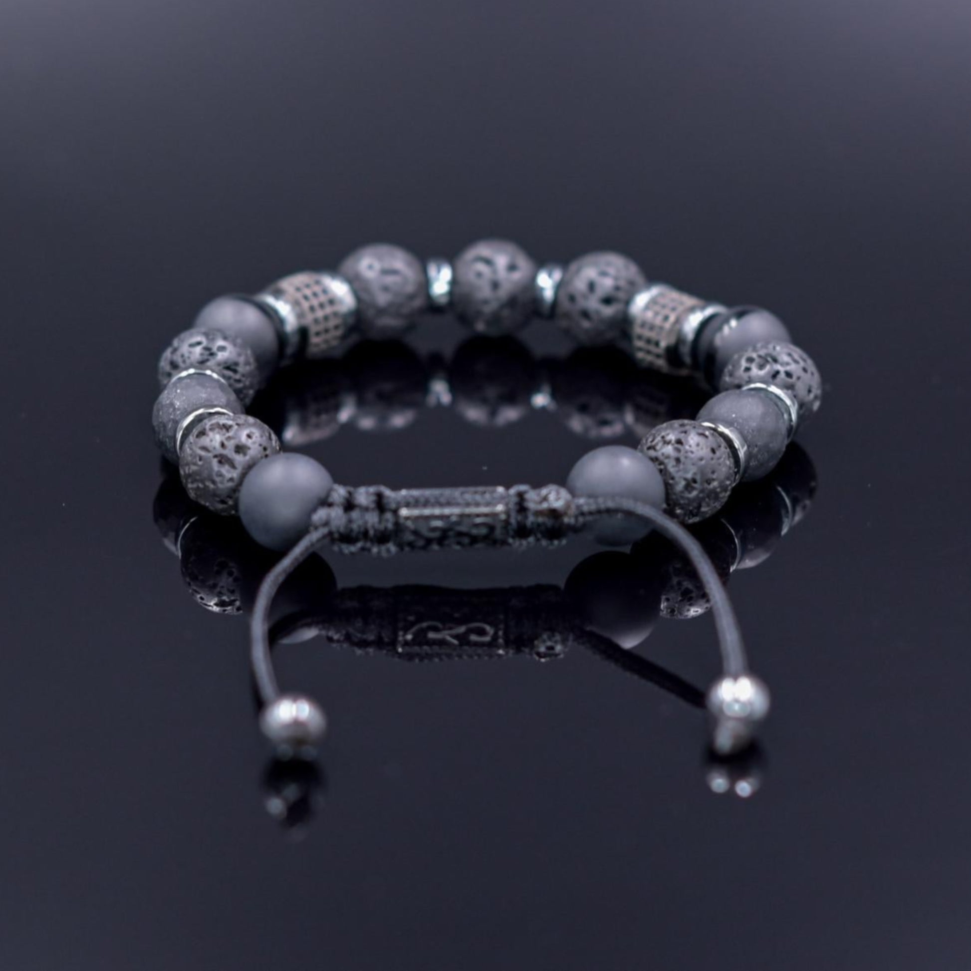 Black Onyx Lava Stone Bracelet, Men's Gemstone Beaded Bracelet, Gift for Men, Adjustable Braided Bracelet, Hematite Bracelet, Christmas Gift - Shamballa Bracelet - Mantra Bracelet  -  Yoga Bracelet -  Birthstone Bracelet - Gemstone Bracelet Men - Chakra Bracelet - Macrame Bracelet - Healing Bracelet - Gift for Father - Gift For Men - Valinde
