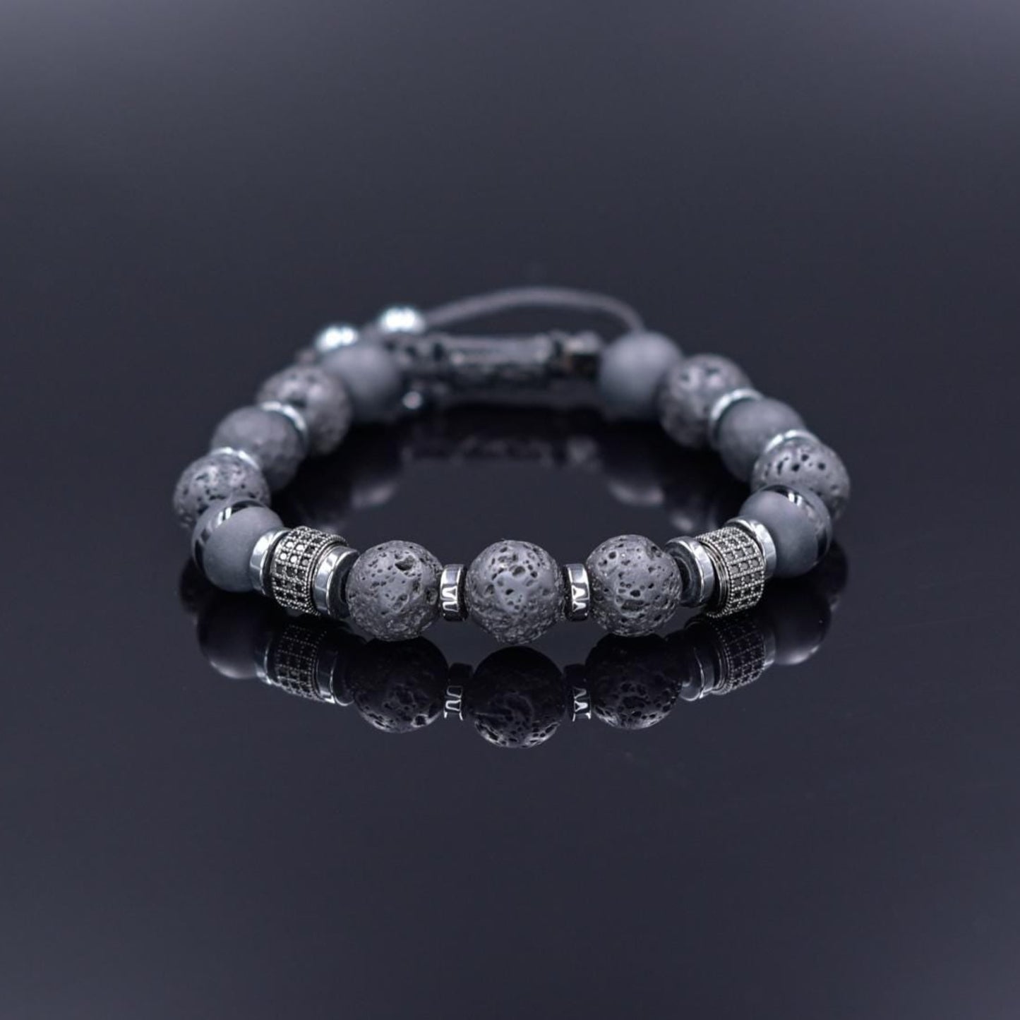 Black Onyx Lava Stone Bracelet, Men's Gemstone Beaded Bracelet, Gift for Men, Adjustable Braided Bracelet, Hematite Bracelet, Christmas Gift - Shamballa Bracelet - Mantra Bracelet  -  Yoga Bracelet -  Birthstone Bracelet - Gemstone Bracelet Men - Chakra Bracelet - Macrame Bracelet - Healing Bracelet - Gift for Father - Gift For Men - Valinde
