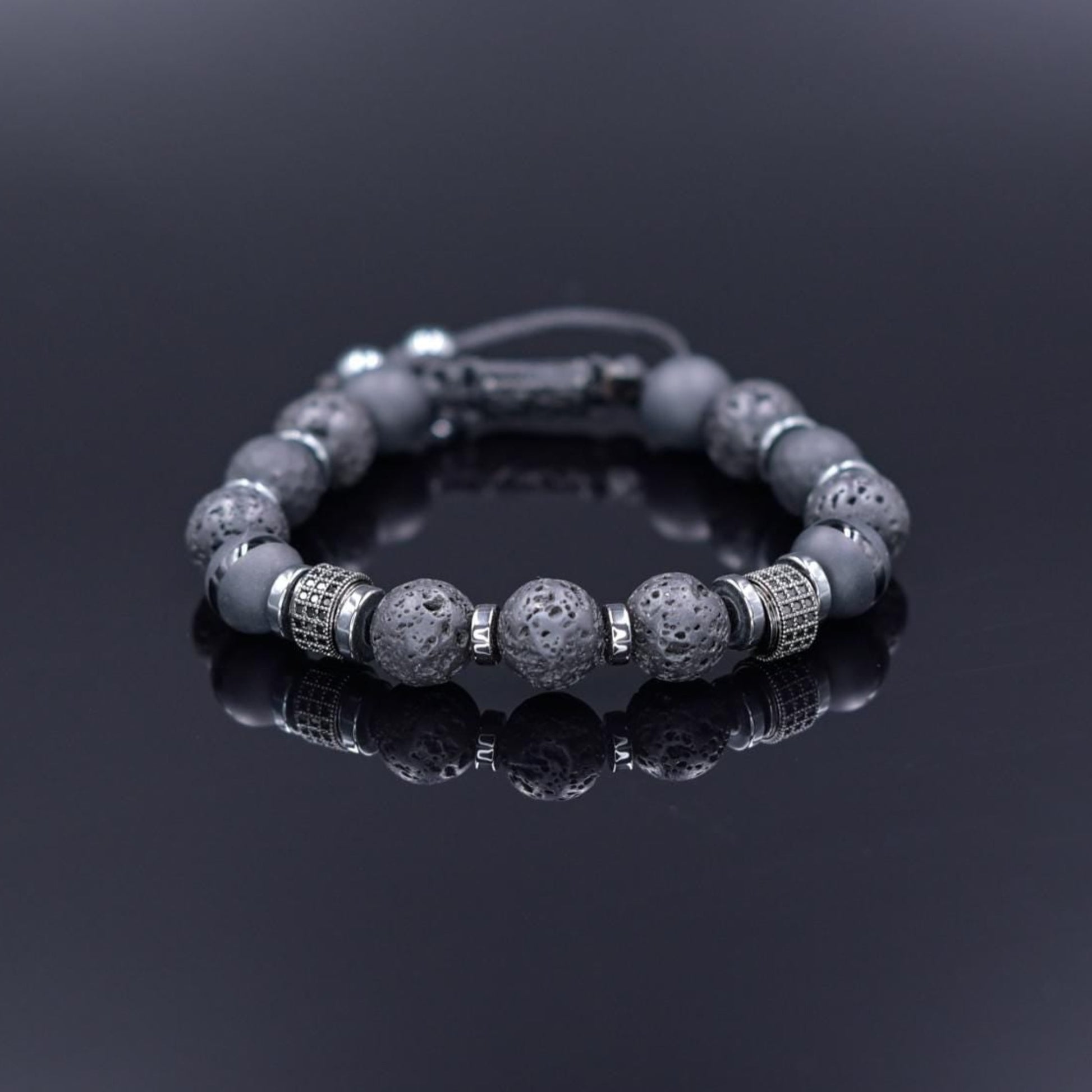 Black Onyx Lava Stone Bracelet, Men's Gemstone Beaded Bracelet, Gift for Men, Adjustable Braided Bracelet, Hematite Bracelet, Christmas Gift - Shamballa Bracelet - Mantra Bracelet  -  Yoga Bracelet -  Birthstone Bracelet - Gemstone Bracelet Men - Chakra Bracelet - Macrame Bracelet - Healing Bracelet - Gift for Father - Gift For Men - Valinde
