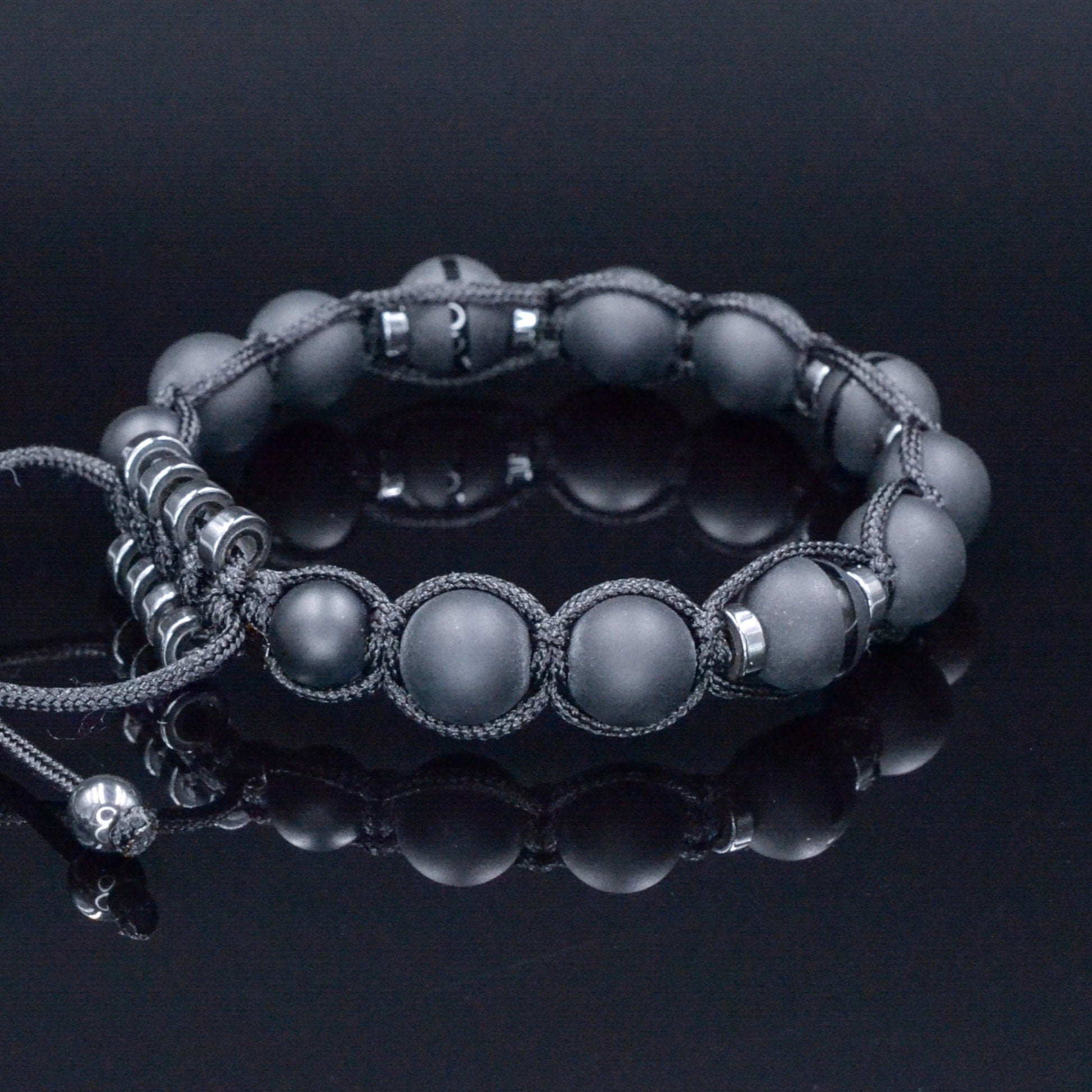 Men's Black Onyx Hematite Beaded Bracelet, Gemstone Braided Adjustable Bracelet, Gift for Men, Father's Day Gift, Crystal Amulet Bracelet  - Shamballa Bracelet - Mantra Bracelet  -  Birthstone Bracelet - Gemstone Bracelet Men - Chakra Bracelet - Macrame Bracelet - Healing Bracelet - Valinde
