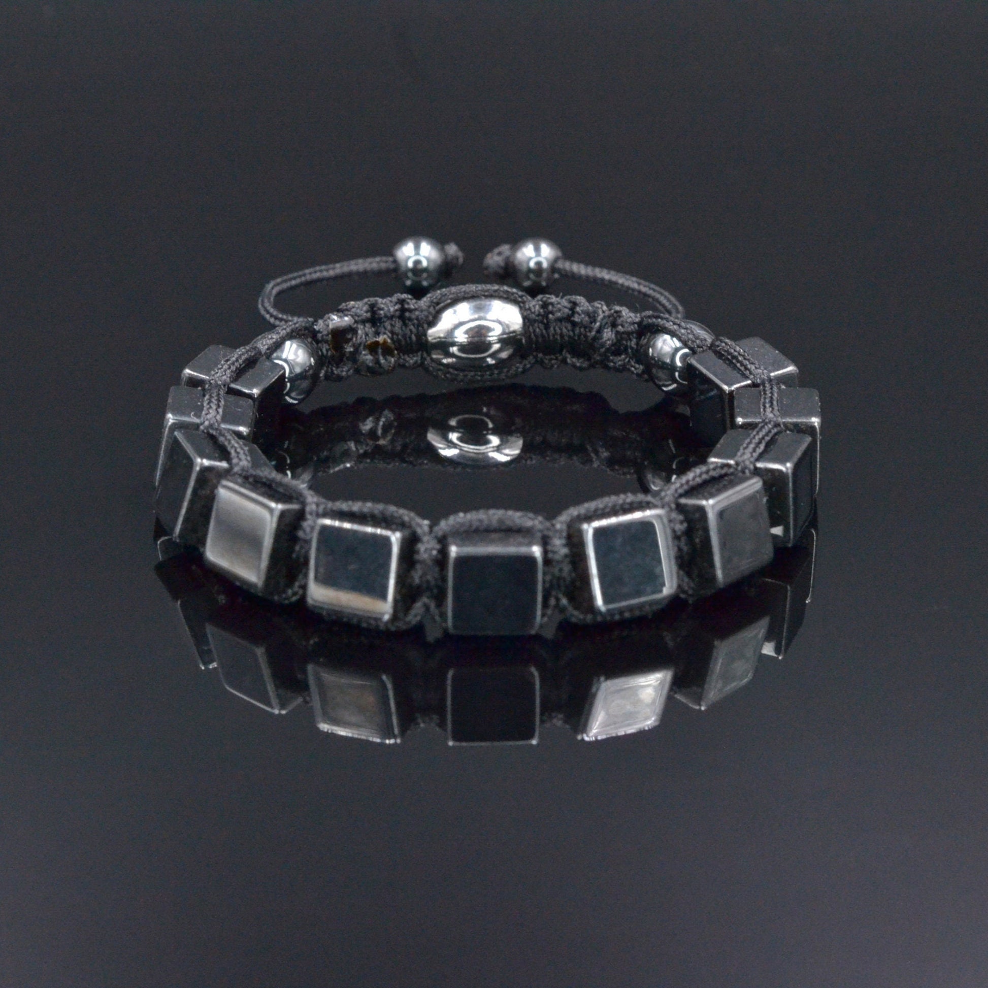 Hematite Cube Magnetic Bracelet Men's Stone Bracelet Gift For Men Macrame Adjustable Bracelet Grey Hematite Beads Bracelet Gift For Him - Shamballa Bracelet - Birthstone Bracelet - Gemstone Bracelet Men - Chakra Bracelet - Macrame Bracelet - Healing Bracelet - Valinde
