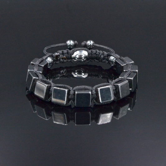 Hematite Cube Magnetic Bracelet Men's Stone Bracelet Gift For Men Macrame Adjustable Bracelet Grey Hematite Beads Bracelet Gift For Him - Shamballa Bracelet - Birthstone Bracelet - Gemstone Bracelet Men - Chakra Bracelet - Macrame Bracelet - Healing Bracelet - Valinde