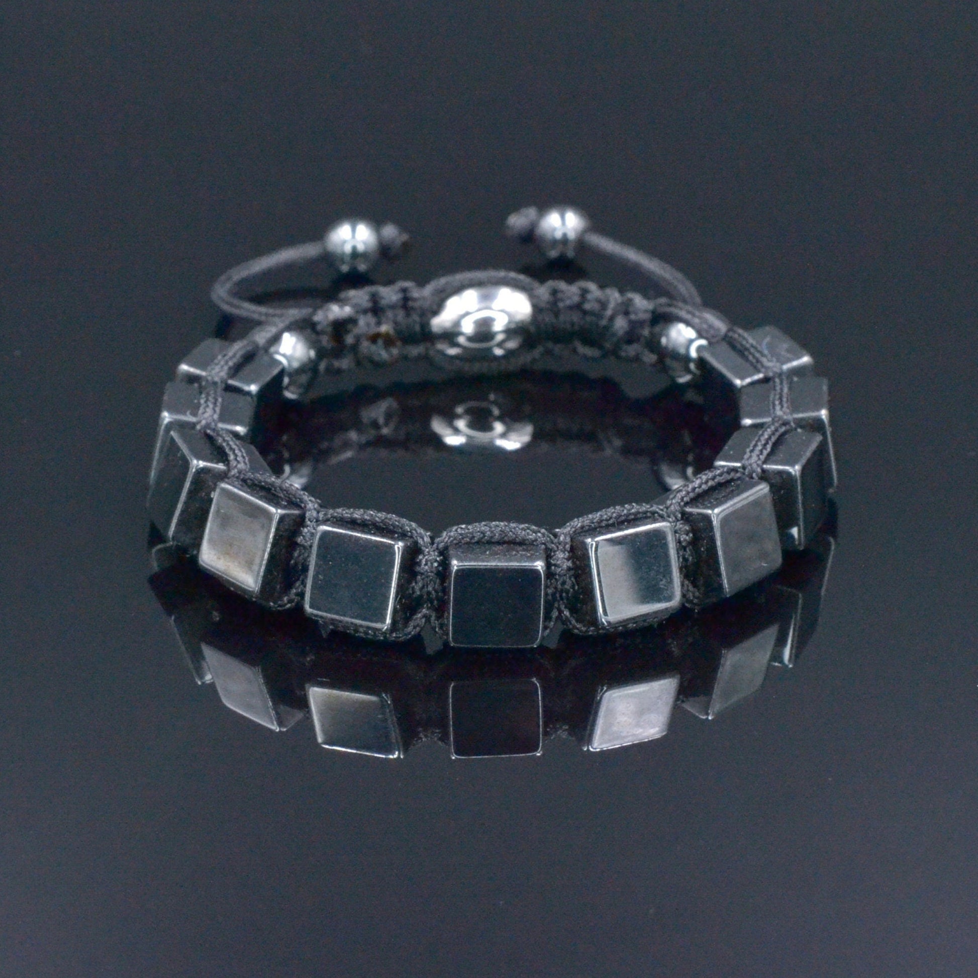 Hematite Cube Magnetic Bracelet Men's Stone Bracelet Gift For Men Macrame Adjustable Bracelet Grey Hematite Beads Bracelet Gift For Him - Shamballa Bracelet - Birthstone Bracelet - Gemstone Bracelet Men - Chakra Bracelet - Macrame Bracelet - Healing Bracelet - Valinde
